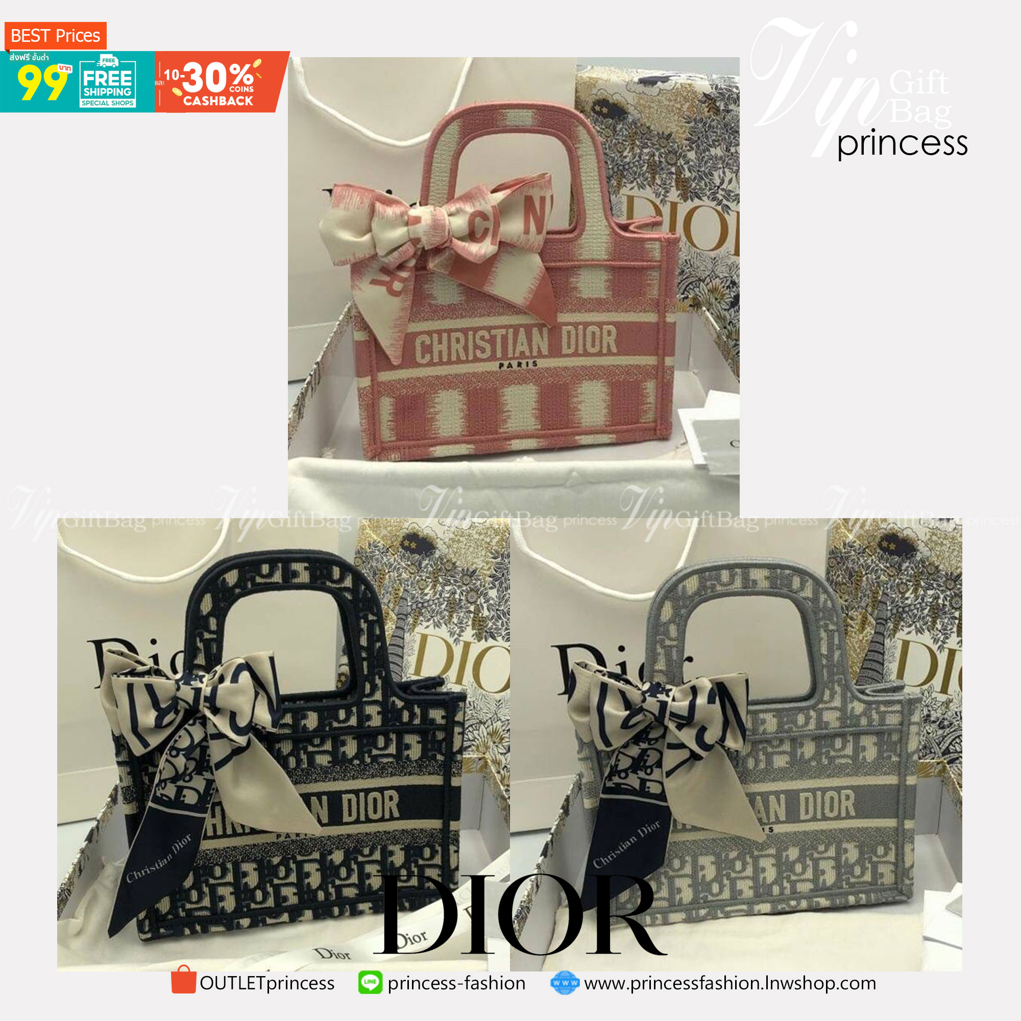 CHRISTIAN DIOR MINI BOOK TOTE กระเป๋าถือทรง Shopping ไซส์มินิ สวยคลาสสิค พกพาสะดวก ใช้งานง่ายสุดๆ วัสดุงานทอละเอียดคุณภาพดี ภายในเป็นช่องโล่ง ใบจริงงานสวยเกินเบอร์!! ไม่ผิดหวังจ้า