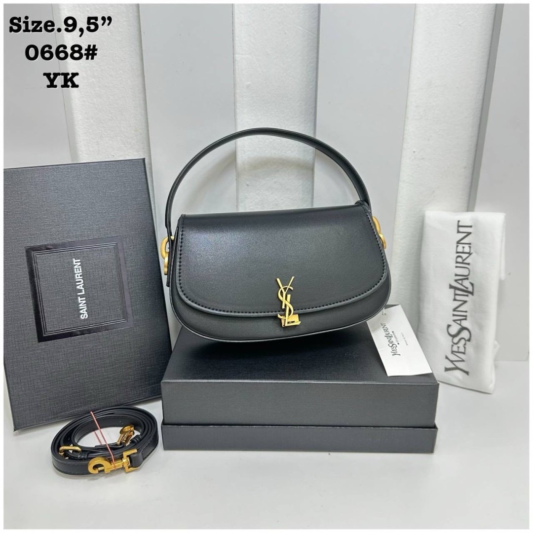 YSL VOLTAIRE in BOX กระเป๋าสะพายทรง Half-moon shoulder bag ดีไซส์หรูหราทันสมัย เรียบหรูดูแพง งานหนังสวยเต็มใบ สีดำอะไหล่ทองสวยคลาสสิก ราคาแสนดีที่สุด 🧡เกรดวีไอพี ไฮเอน ใช้งานต่างประเทศได้