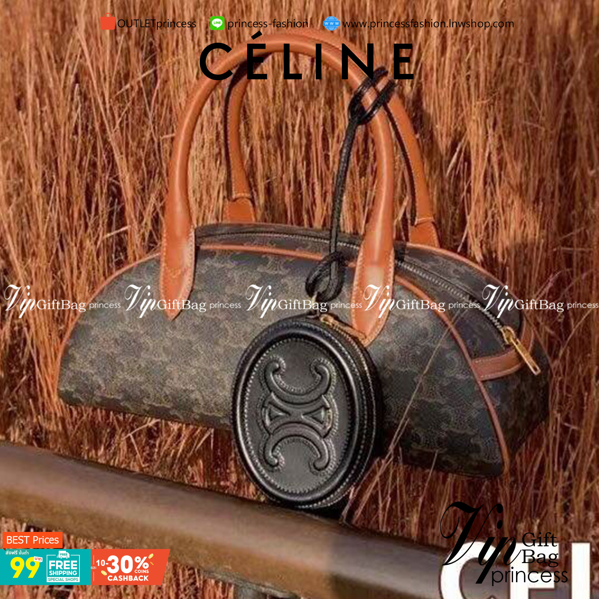 VIP 】CELINE VINTAGE BAG 2021 handlebag canvas งานหนังแท้ผสมแคนวาส โดดเด่นไม่เหมือนกับลวดลายแคนวาสที่เป็นเอกลักษณ์แบรนด์แบบไม่เหมือนใครให้ด้วยความเรียบหรู เหมาะสำหรับการใช้งานในชีวิตประจำวันเป็นอย่างมาก