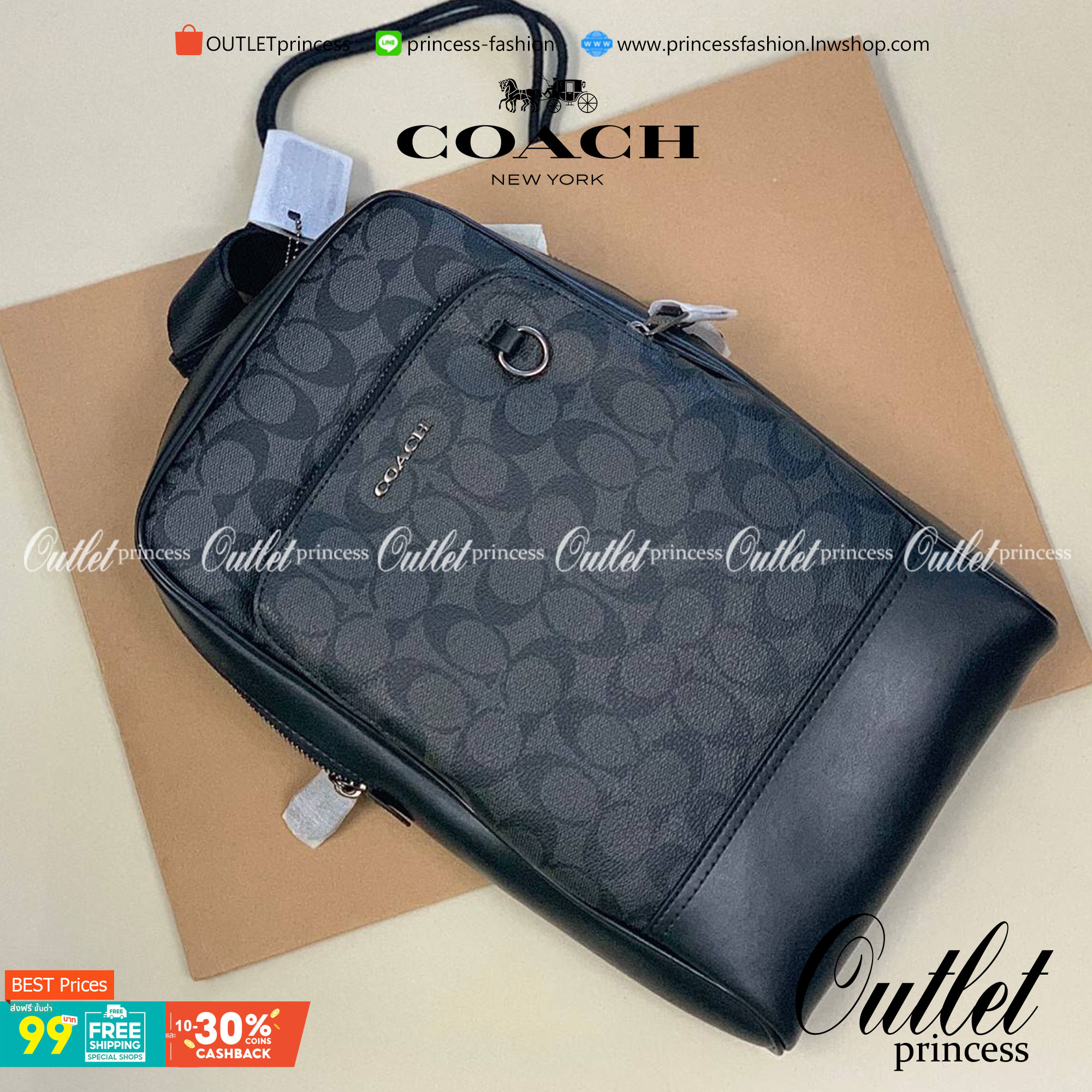 ใหม่ล่าสุด คุณผู้ชายห้ามพลาดเลยค่าา COACH GRAHAM PACK IN SIGNATURE ((89937)) พร้อมส่งที่ไทยค่ะ! กระเป๋าคาดอก สามารถคาดด้านหน้าหรือด้านหลังได้ตามแต่สะดวกค่ะ หนังแท้นิ่ม ทรงสวยมากๆค่ะสำหรับรุ่นนี้! มีช่องซิปตอนหน้าหนึ่งช่อง;ช่องหลักเปิดปิดแบบซิปคู่ ภายในโล่