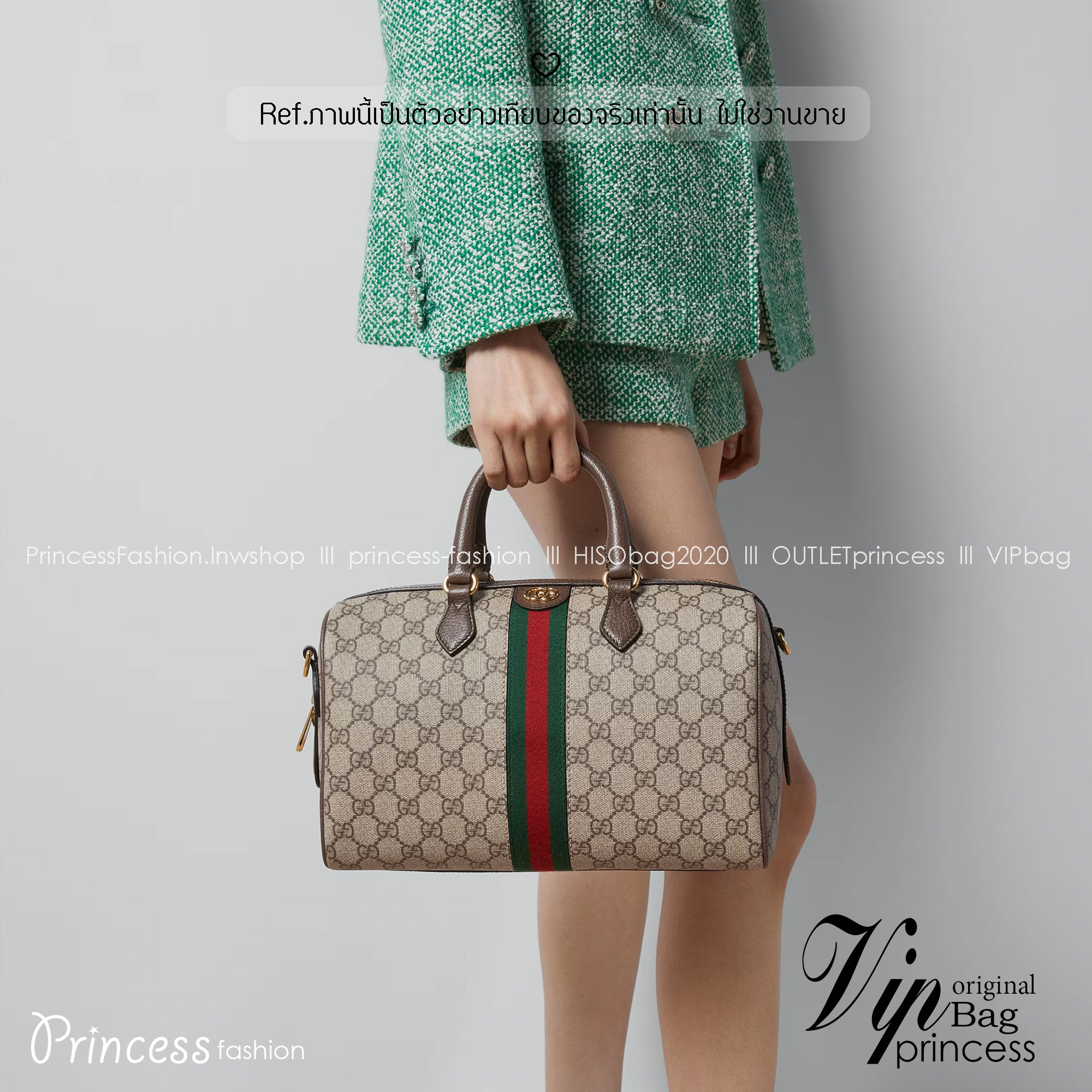GUCCI GG Ophidia medium top handle bag กระเป๋าถือทรงหมอนสวยคลาสสิค ดีไซน์แถบคาดโดดเด่น สวย หรู หูจับในตัวใช้สะดวก เปิด-ปิดกระเป๋าด้วยซิป ภายในโล่งกว้าง