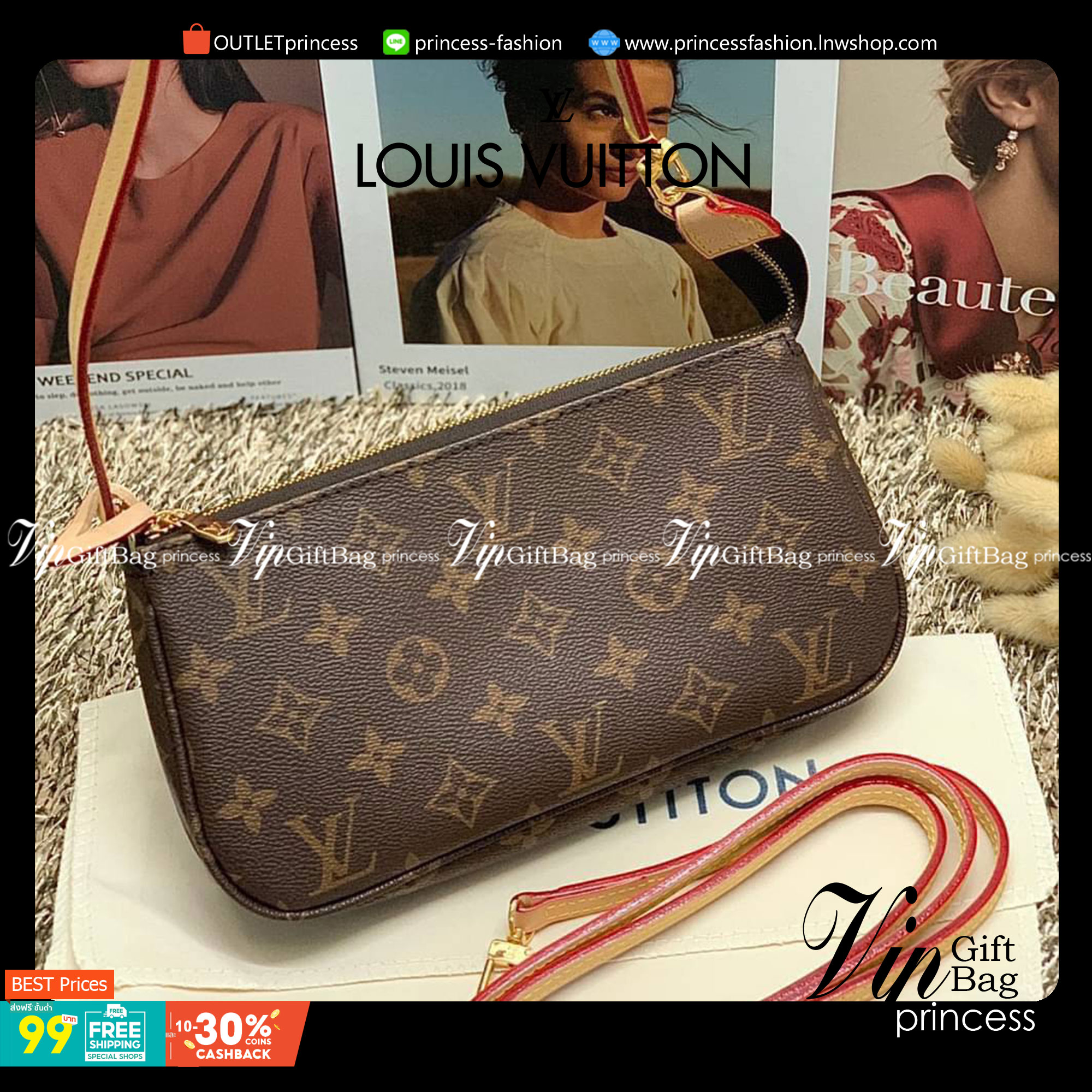 น้องน่ารักน่าใช้มากๆค่ะ LOUIS VUITTON POCHETTE ((Premium Gift Lv)) กระเป๋าหิ้ว//คล้องไหล่//สะพายข้าง//หรือถือแบบคลัท ชิลๆได้เลยค่า หนังแกะแท้นิ่มสวย เปิดปิดกระเป๋าแบบซิป ภายในสามารถใส่กระเป๋าเงินใบกลางได้; มือถือได้;พาสปอร์ตได้;ของจำเป็นจุกจิกสาวๆได้เยอะเ