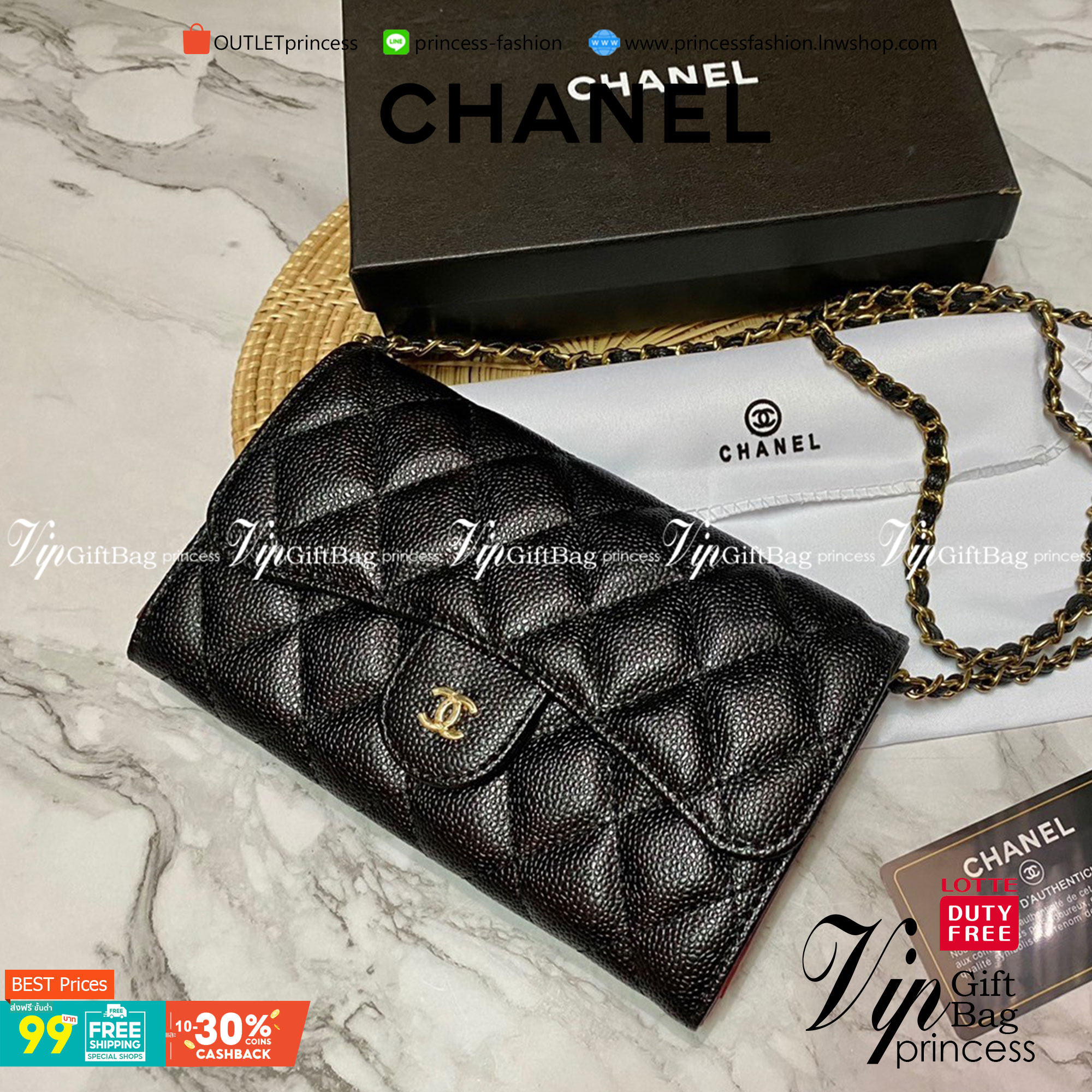 VIP 】CHANEL LONG CAVIAR WALLET WITH CHAIN ยกให้เป็นเดอะเบสท์เลย กระเป๋าสตางค์สะพายข้าง ไม่เหมือนใคร!! มากับโซ่หนังอะไหล่ทองสวยหรู ใบเดียวเอาอยู่ พกง่ายๆ วัสดุหนังคาเวียร์สวยหรูเปิดปิดด้วยซิปสะดวกใช้ ด้านหน้าประดับโลโก้แบรนด์อะไหล่ทอง ภายในมีช่องแบ่งหลายช่