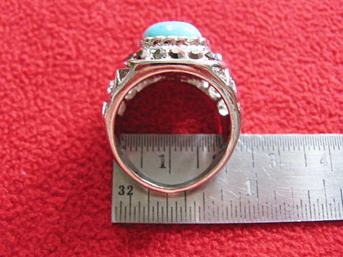 สินค้าหมดค่ะ แหวนหินเทอร์ควอยส์สีฟ้า โรเดียมสีเงิน(มีโชค)แบบ1ค่ะ