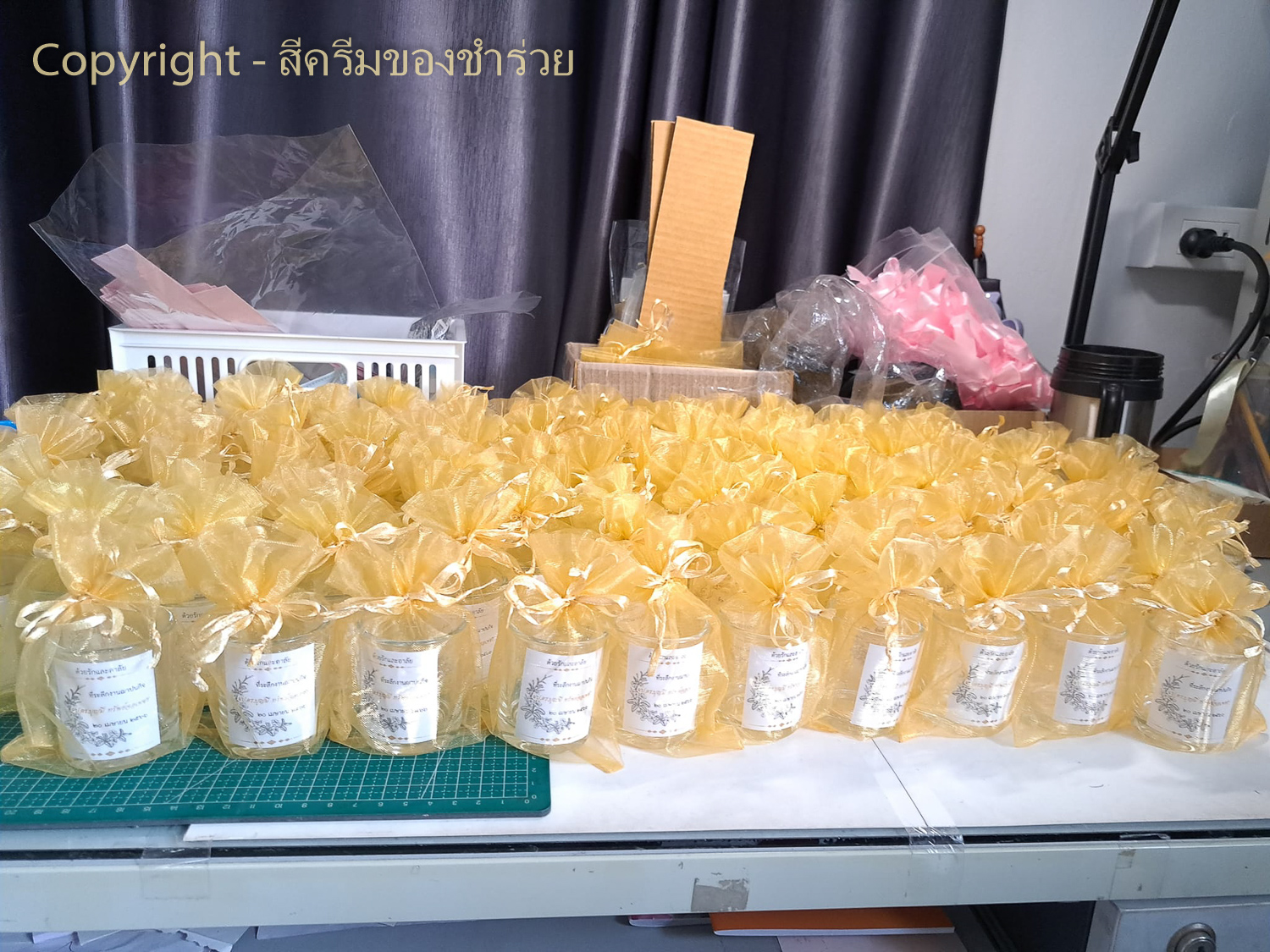 แก้วแป้กใส (ถุงผ้าไหมแก้ว-สติกเกอร์)