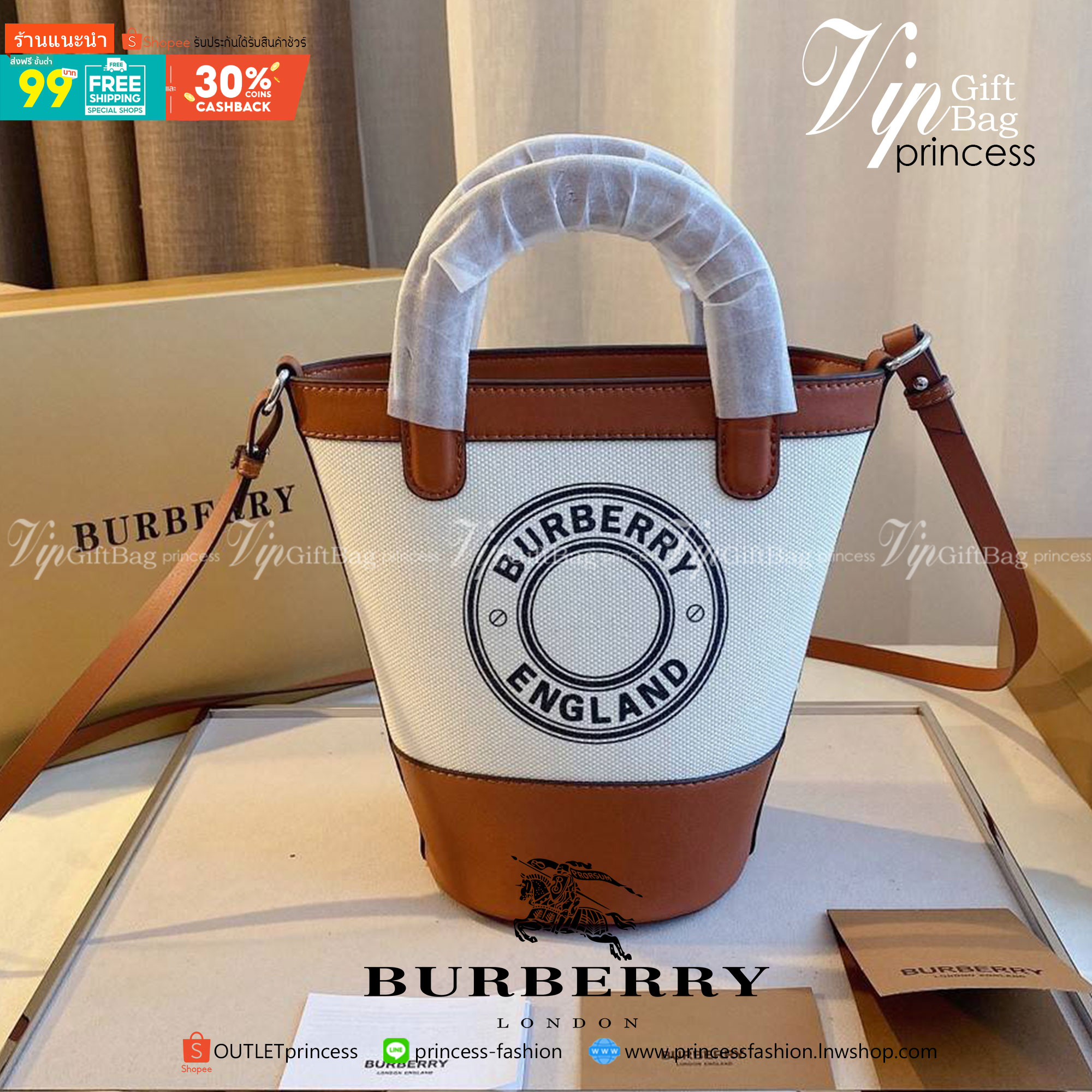 พรีเมี่ยมกิ๊ฟแท้ 100% 】BURBERRY MINI CANVAS CROSSBODY BAG *งานหรูมาก 👑👑 สินค้าพรีเมียมกิ้ฟท์เคาเตอร์น้ำหอมต่างประเทศ กระเป๋าทรง CROSSBODY ใบขนาดกำลังดี *ผ้าแคนวาสคาดหนังวัวแท้ อะไหล่ทอง