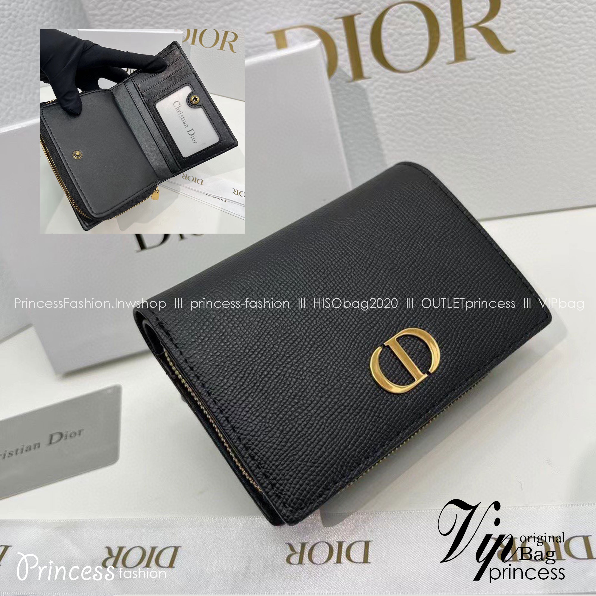 DIOR WALLET รุ่นใหม่ล่าสุด! กระเป๋าสตางค์ใบกลาง รับทรัพย์ จากแบรนด์ DIOR หนังสวยหรู ตกแต่งกิมมิคด้วยตัวห้อย D ด้านหน้า