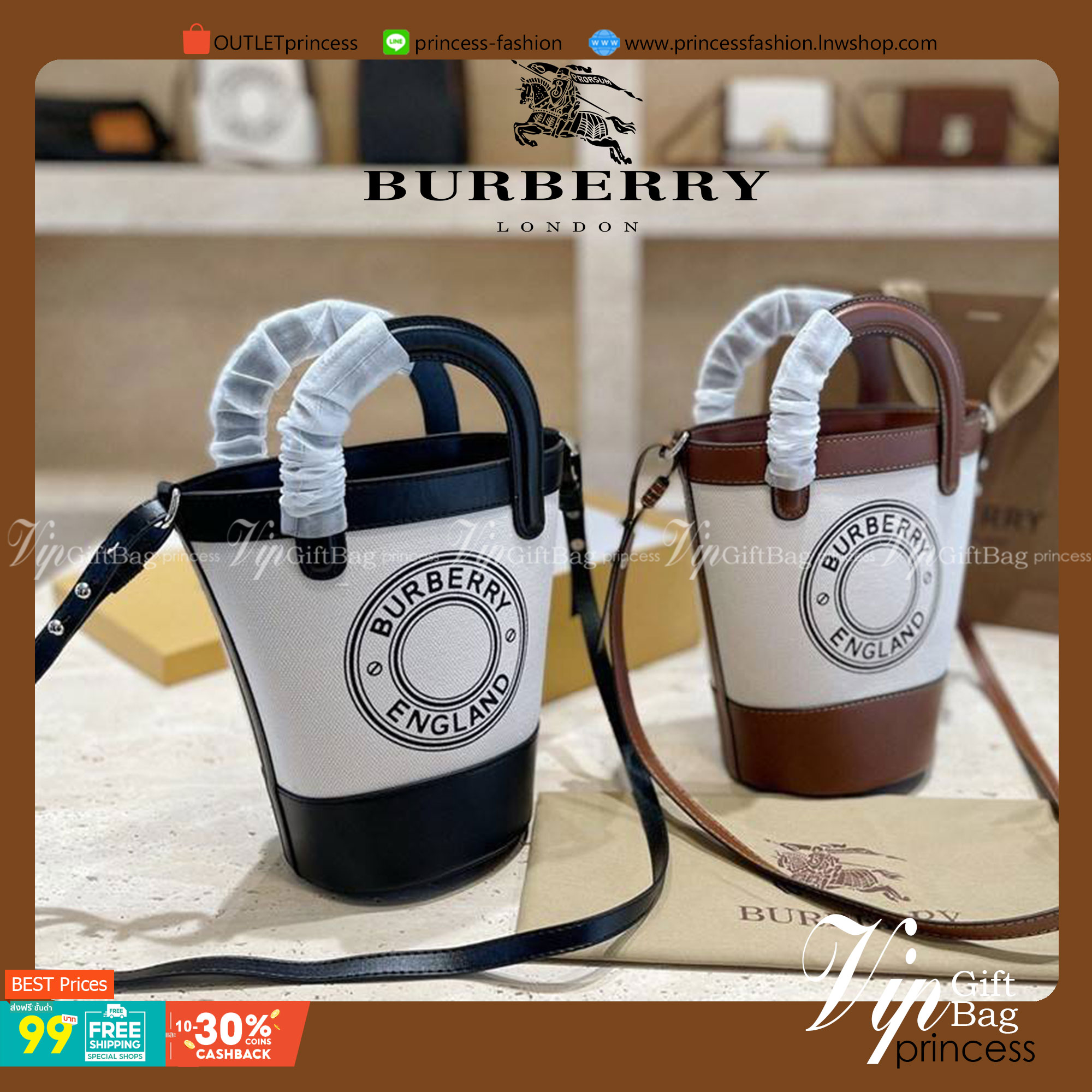 BURBERRY MINI CANVAS CROSSBODY BAG *งานหรูมาก 👑👑 สินค้าพรีเมียมกิ้ฟท์เคาเตอร์น้ำหอมต่างประเทศ กระเป๋าทรง CROSSBODY ใบขนาดกำลังดี *ผ้าแคนวาสคาดหนังวัวแท้ อะไหล่ทอง ปักโลโก้แบรนด์ด้านหน้า ด้านในเปิดปิดด้วยกระดุมคาด สามารถใส่กระเป๋าสตางค์สั้น
