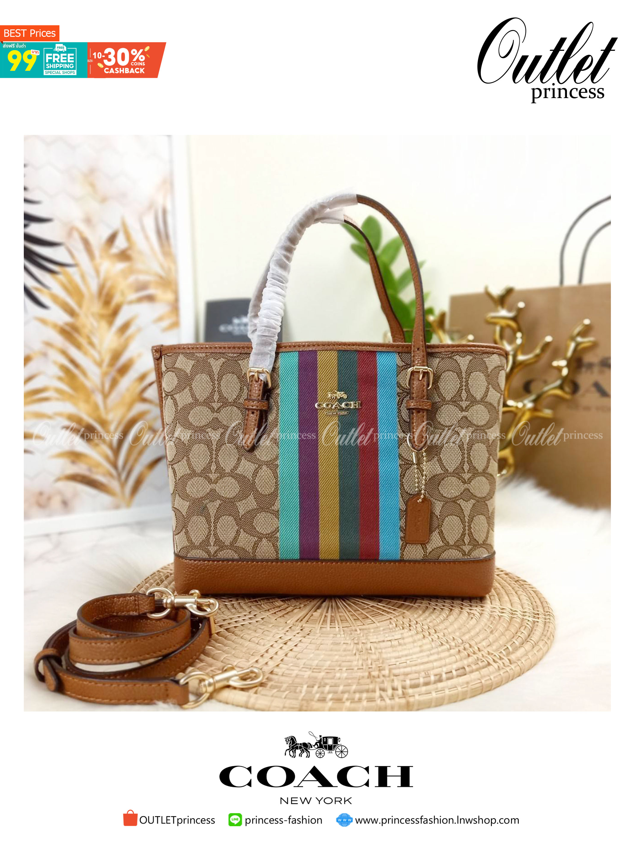 เอาอีกแล้วนะยูวว สวยน่ารักเบอร์นี้ COACH MOLLIE 25 TOTE IN SIGNATURE JACQUARD WITH STRIPES (C4086)🌺รีบมาสวยก่อนใครที่นี่เลย🤩🌈//กระเป๋าถือ กระเป๋าสะพาย ทรง TOTE ขนาดน่ารักกำลังดี ดีไซน์ใหม่ ลวดลายโดดเด่นสะดุดตา//วัสดุJACQUARDทอลาย ผ