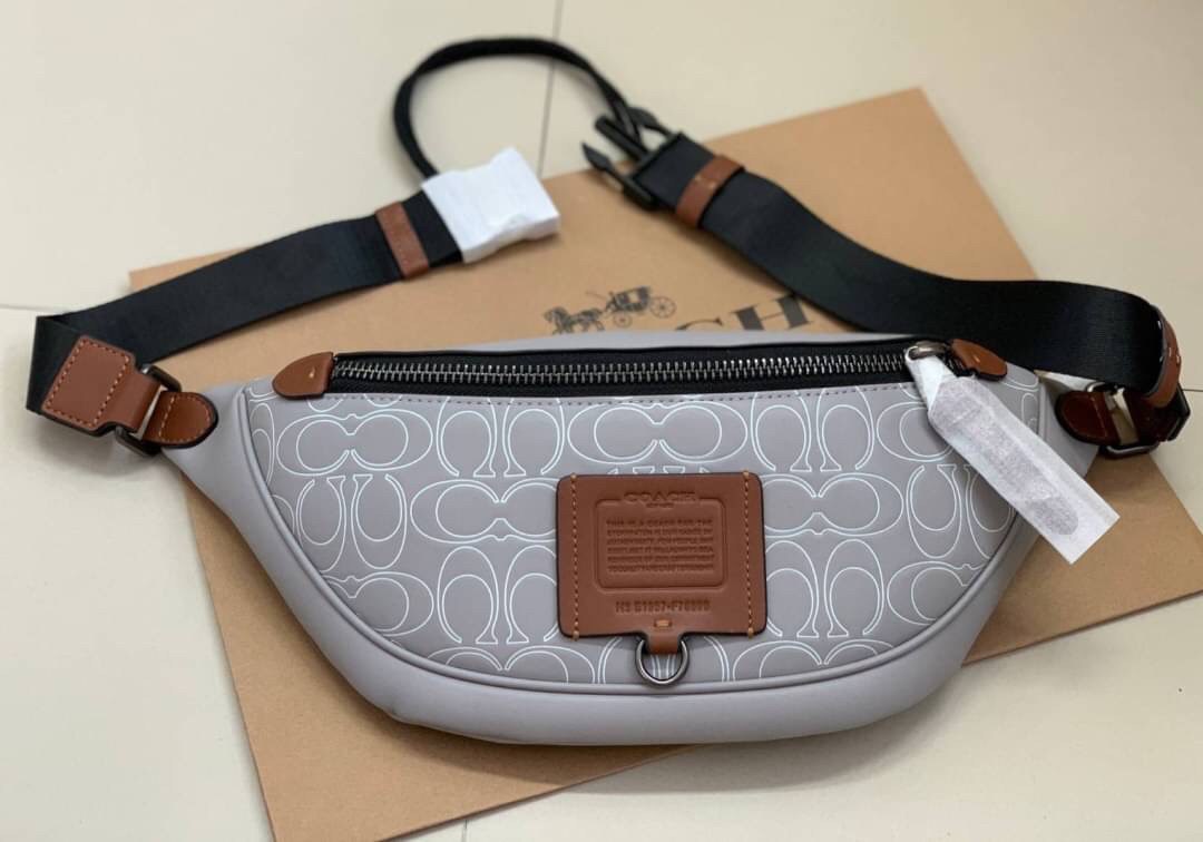 OUTTLET 】COACH RIVINGTON BELT BAG IN REFLECTIVE SIGNATURE LEATHER (78899)