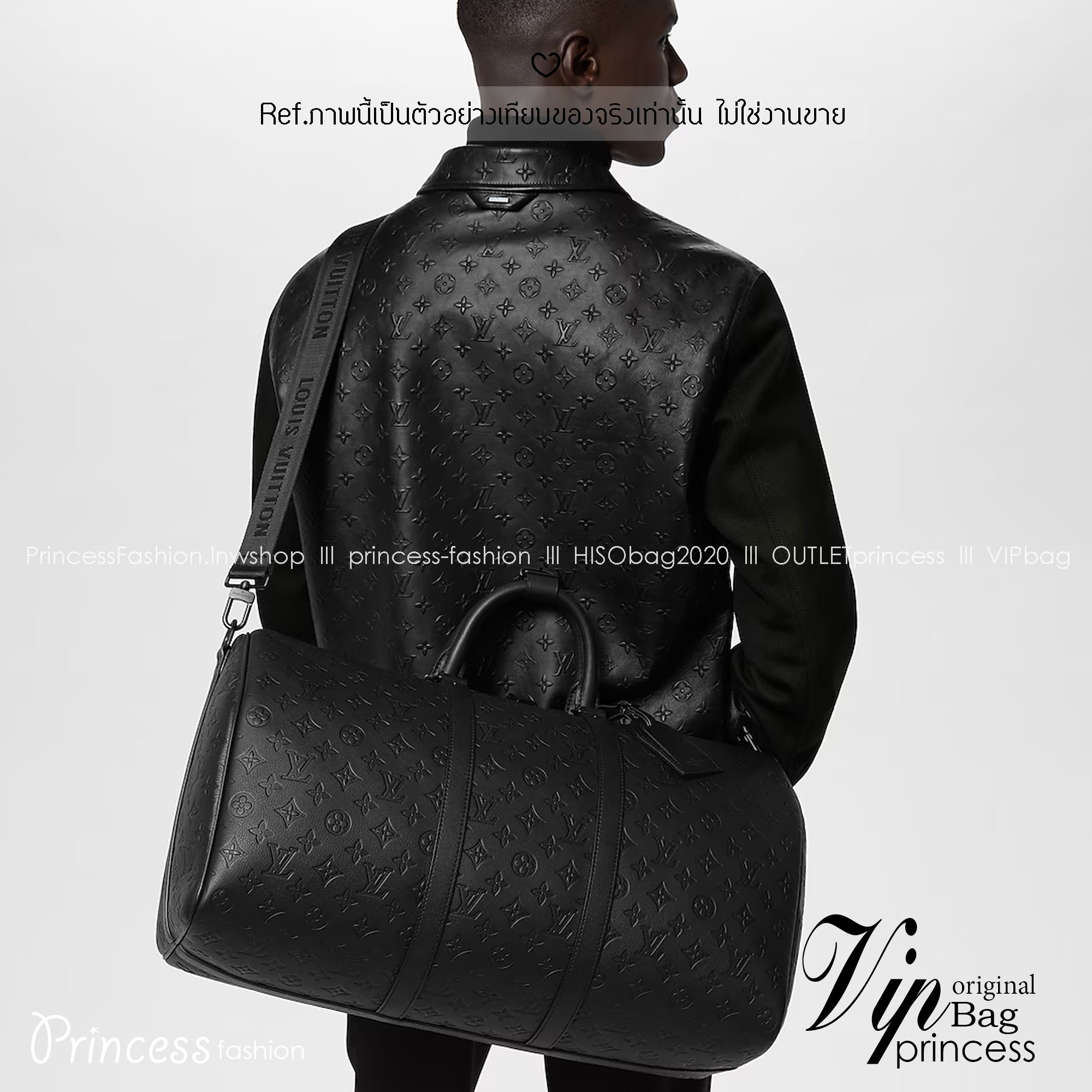 สลับแท้ LV Keepall Bandoulière 50 Bag กระเป๋าเดินทางหนังแท้ Monogram Shadow ปั้มลายนูน หรูหราและเทห์อย่างลงตัว เป็นรุ่นที่ขายดีตลอดกาล