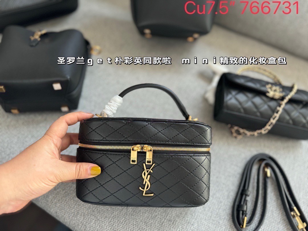 YSL GABY VANITY BAG กระเป๋าใส่เครื่องสำอางซิปรอบ งานหนังสวยเต็มใบ สีดำอะไหล่ทองสวยคลาสสิก 🧡เกรดวีไอพี ไฮเอน