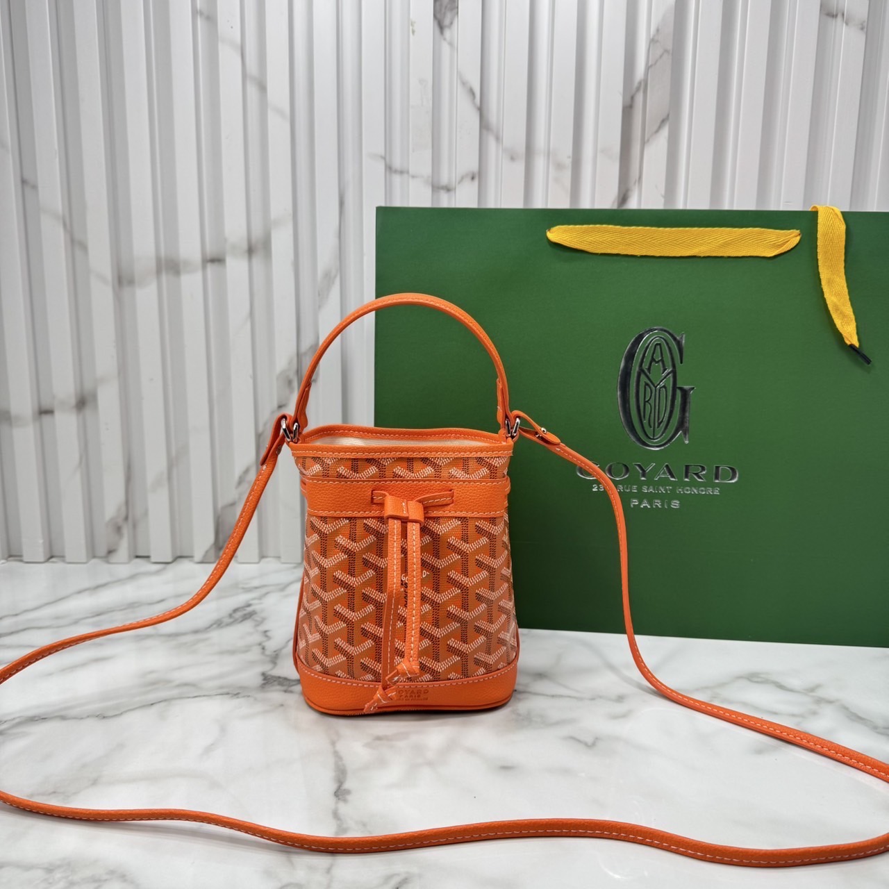 RI หนังแท้ | Goyard Petit Flot Mini bucket bag กระเป๋าสะพายทรงบัคเก็ต ไซส์มินิ ดูผู้ดีในตัว วัสดุหนังแคนวาสพิมพ์ลายสวยคม