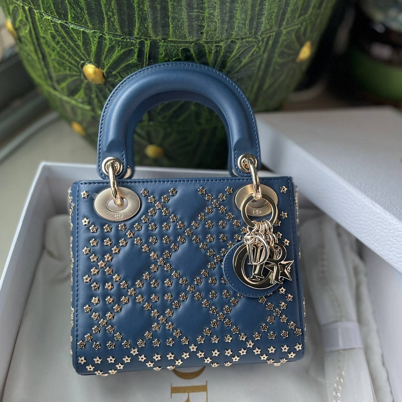 Mini Lady Dior Bag Denim Blue Lucky Star Cannage Lambskin เกรดใช้งานสลับใบจริงได้ เทพออริจินอล เป็นรุ่นสั่งทำพิเศษ ภาพสินค้าถ่ายจากงานขายจริงใช้งานต่างประเทศได้