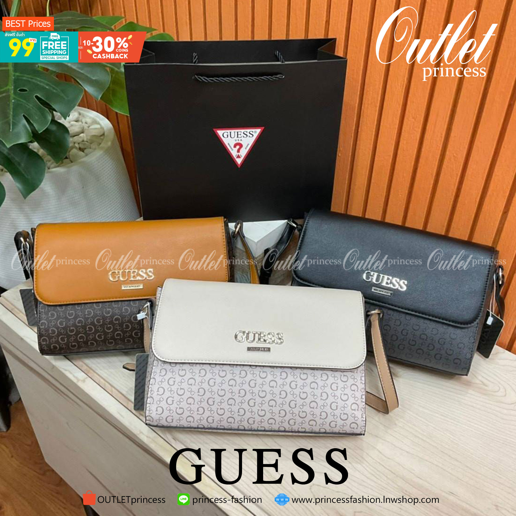 ของแท้ 💯% 】Guess Brit Crossbody Bag in Charcoal Signature Faux Leather and G Monogram Print with Black Leather Flap - Women's Sling Bag กระเป๋าสะพาย Crossbody ทรงเหลี่ยม รุ่นยอดนิยมอีกรุ่นหนึ่งของ Guess ตัวหนังคือดีงามทรงสวย หนังนิ่มน่าใช้มาก