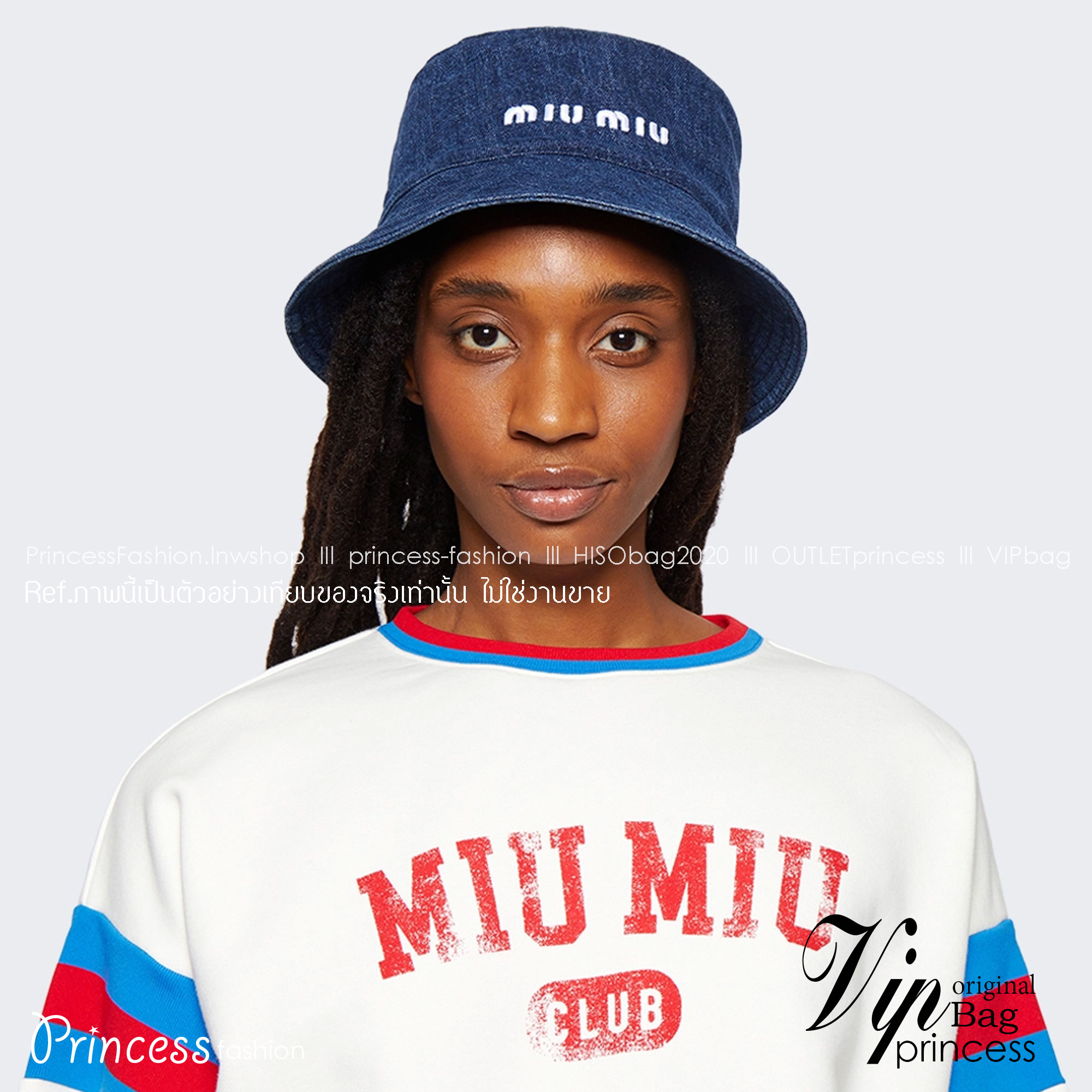 MIU MIU Denim Logo Bucket Hat / MIU MIU Bucket Hat "ของมันต้องมี" หมวกงานคุณภาพที่สุด เกรดท็อปออริ เดนิมสุดคลาสสิก ใช้งานต่างประเทศได้ พร้อมส่งแน่นๆ สั่งแจกเป็นของขวัญ หรือซื้อเก็บไว้ใช้เองรับรองเลิศจ้า!!
