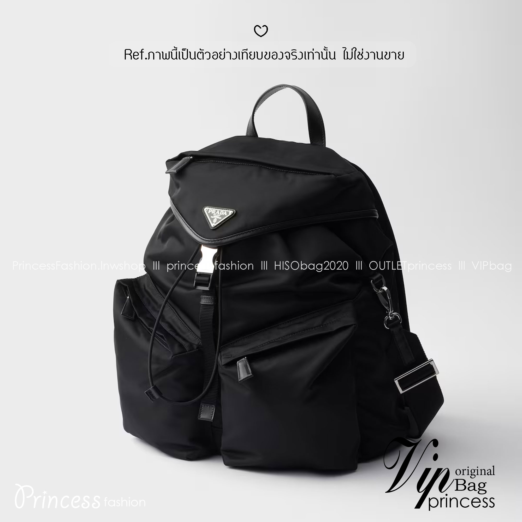 ORI หนังแท้ | Prada Re-Nylon and leather backpack กระเป๋าสะพายหลัง เป้ผ้าไนลอนรูปทรงเรขาคณิตเรียบหรู สถาปัตยกรรมและเส้นสาย ผสมผสานรูปทรงและวัสดุที่ตัดกันอย่างลงตัว