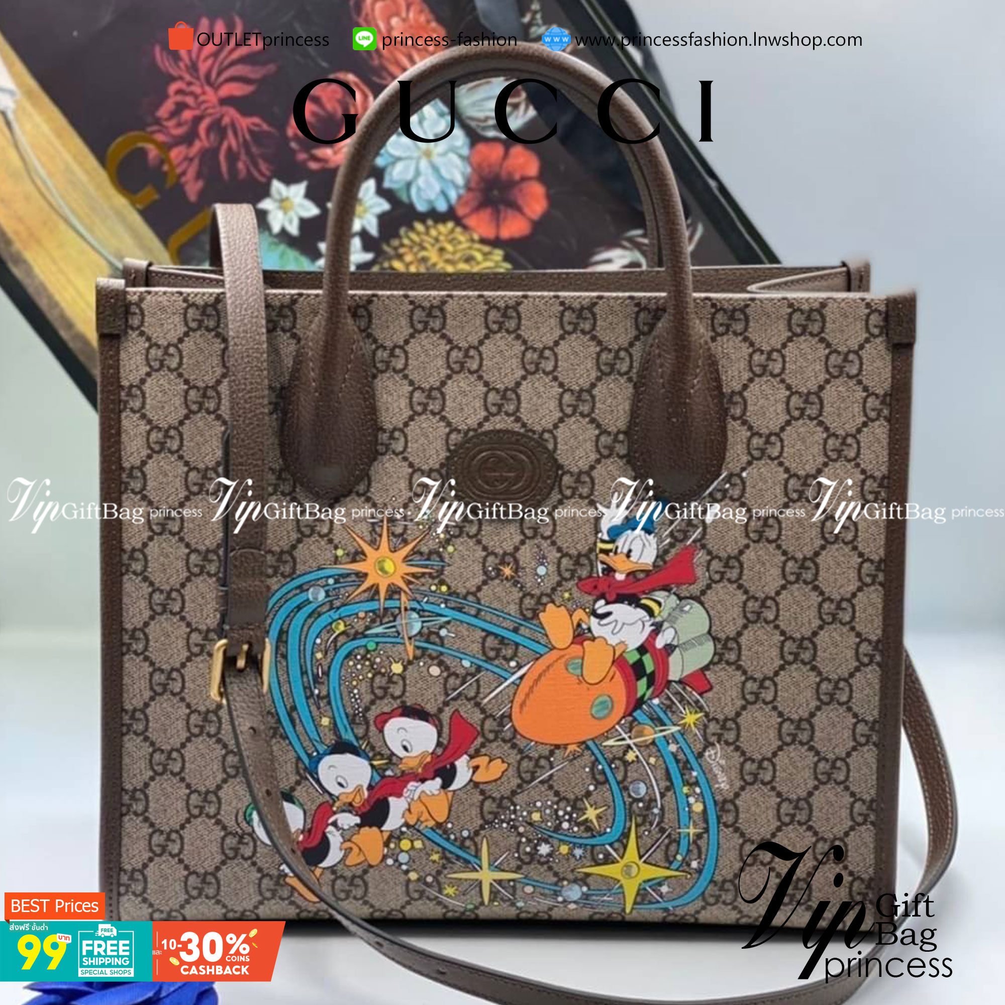 VIP 】Disney x Gucci Donald Duck tote bag พร้อมส่งที่ไทย งานหนังแท้ สวยมาก ราคาดีมากกก ไม่ควรพลาดเลยค่าาา