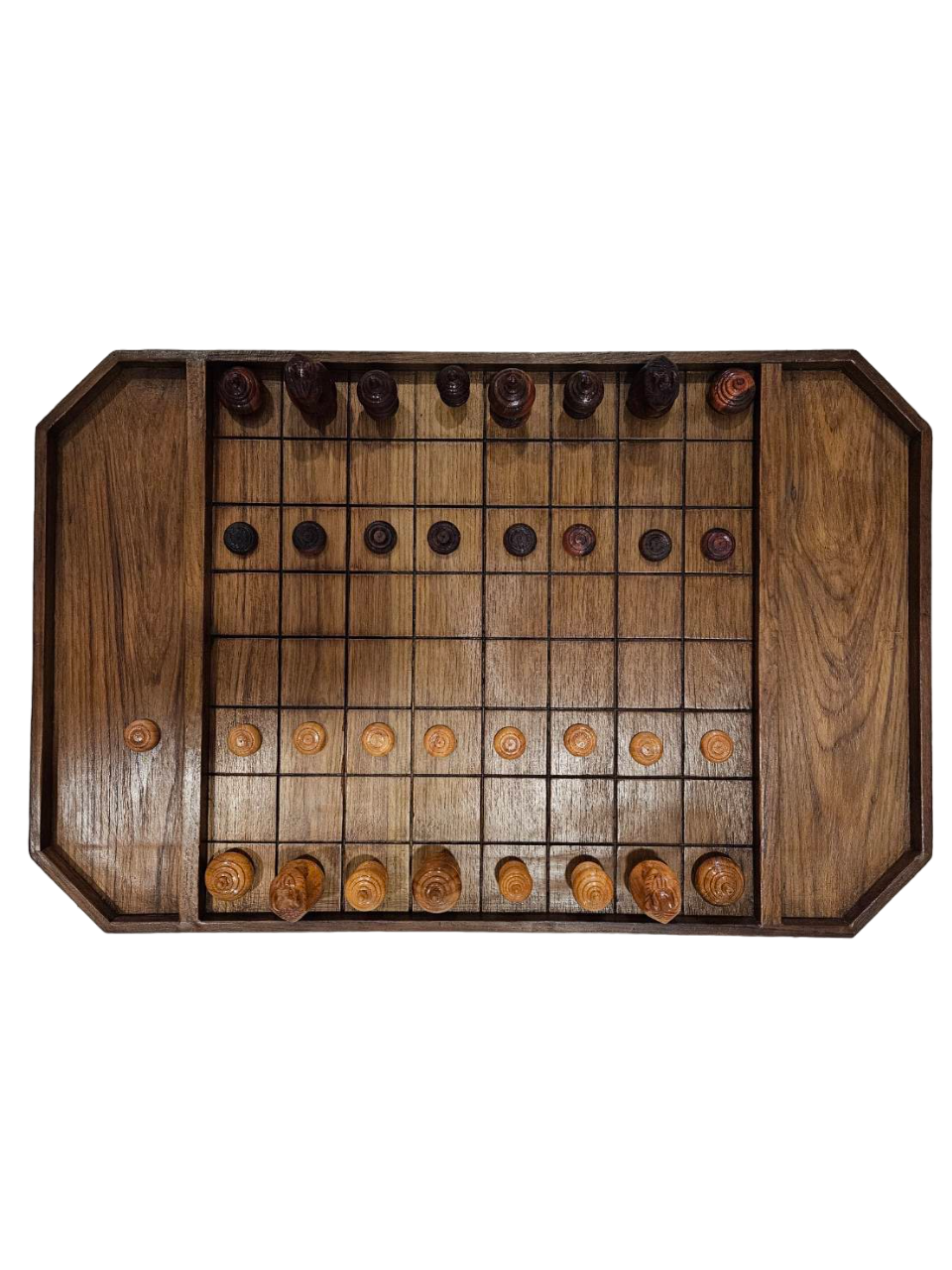 ชุดหมากรุกไทยกระดานไม้ช่อง 5.5x5.5ซม..พร้อมตัวหมากชุดคาณฑีวะ