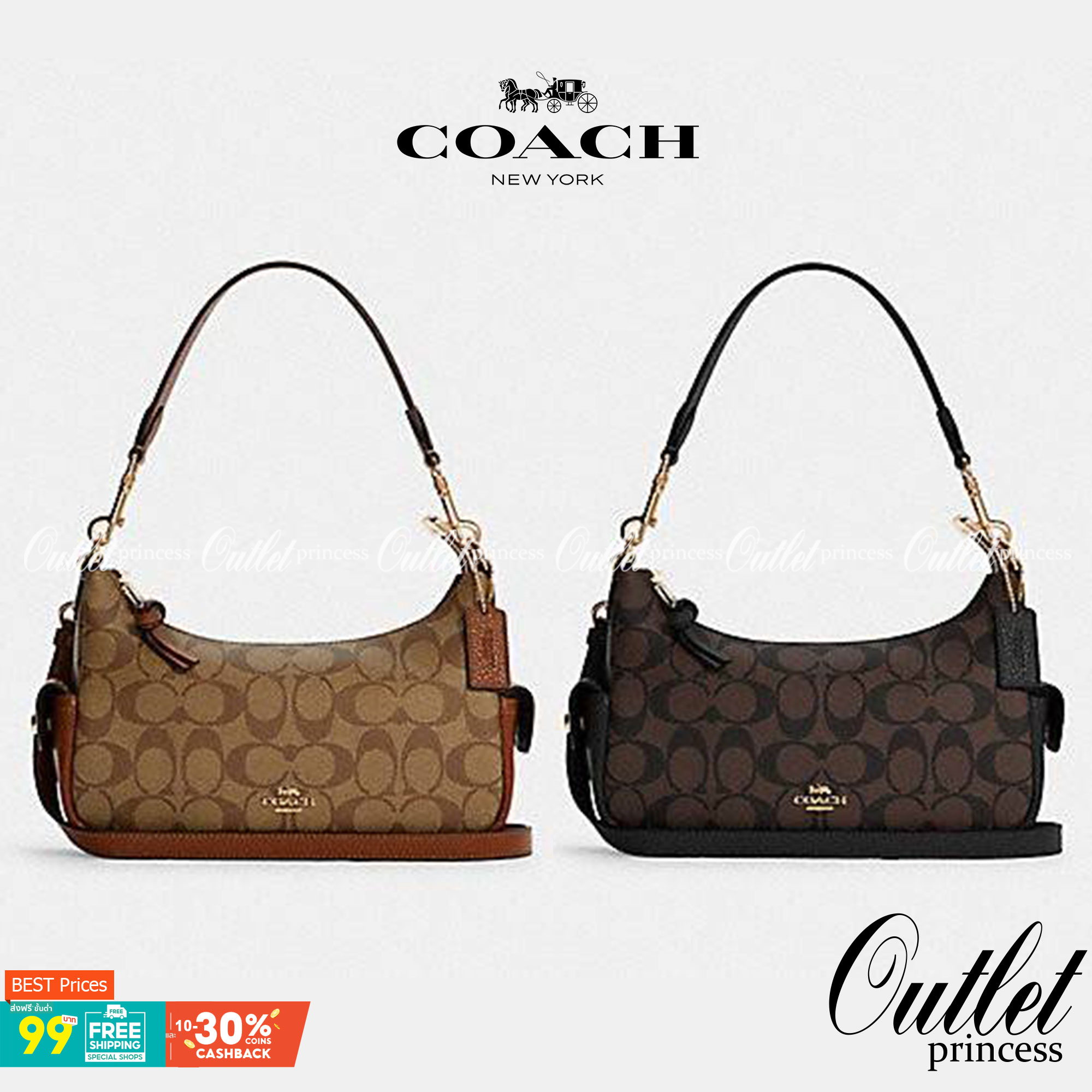 COACH C7223 PENNY SHOULDER BAG 25 IN SIGNATURE CANVAS คอลเลคชั่นเพนนีสุดคิ้วท์ ในรูปแบบของกระเป๋าสะพายไหล่กึ่งทรงพอช พร้อมเสิร์ฟความสวยถึงบ้านไปเลย!! ด้วยดีไซน์คลาสสิคย้อนยุค ที่แอบแฝงความเรียบหรู มาพร้อมสายสะพาย 2 เส้น เป็นสายคล้องมือและสายสะพายครอสบอดี้