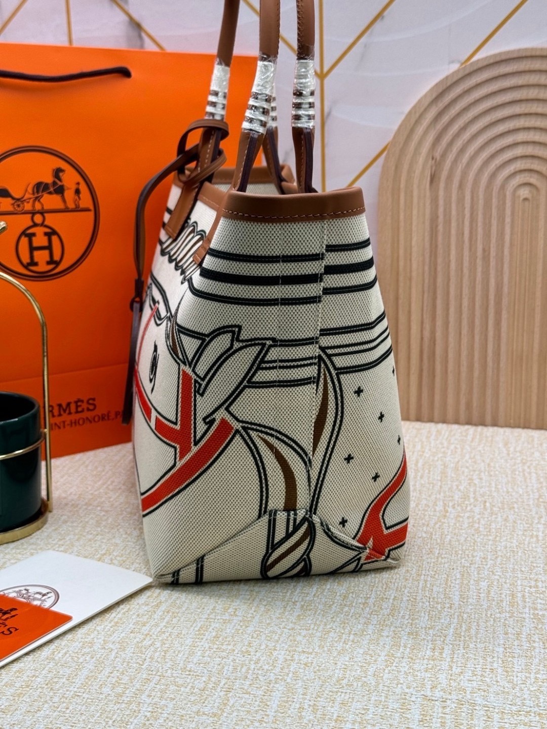 HERMES Steeple Tote Bag / H Steeple canvas tote bag 30cm กระเป๋าทรงโท้ทแคนวาสอย่างดี พิมพ์ลายคมชัด ลายใหม่สวยหรู เกรดออริ สลับแท้