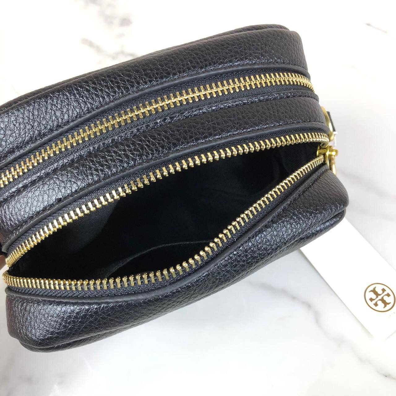 ของแท้ 💯% Tory Burch Perry Bombe Mini Leather Crossbody กระเป๋าสะพาย 2 ช่องซิป