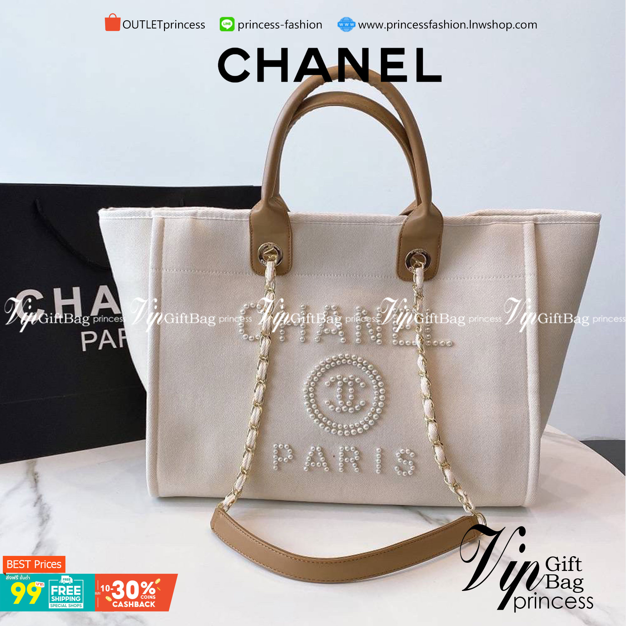 VIP 】รุ่นใหม่ล่าสุด!! ที่สาวๆรอคอย CHANEL CANVAS PEARL LARGE TOTE จากงานพรีเมี่ยม VIP GIFT รุ่นดังเลยค้า ไซส์ใหญ่อลังมากก บอกเลยว่า งานดีที่สุด ตัวกระเป๋า กระเป๋าผ้าเป็นผ้า CANVAS คาดด้วยหนังแท้สีน้ำตาล เนื้อดีสมราคา สัมผัส นุ่มลื่นมือมากกกก อะไหล่เงินปั้