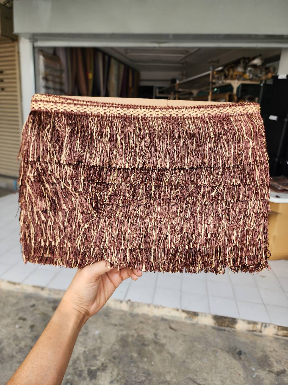เทปครุยผ้าม่าน สีน้ำตาลเข้ม (ขายยกพับ10หลา)(อย่างดี)รุ่นBขนาด4นิ้ว