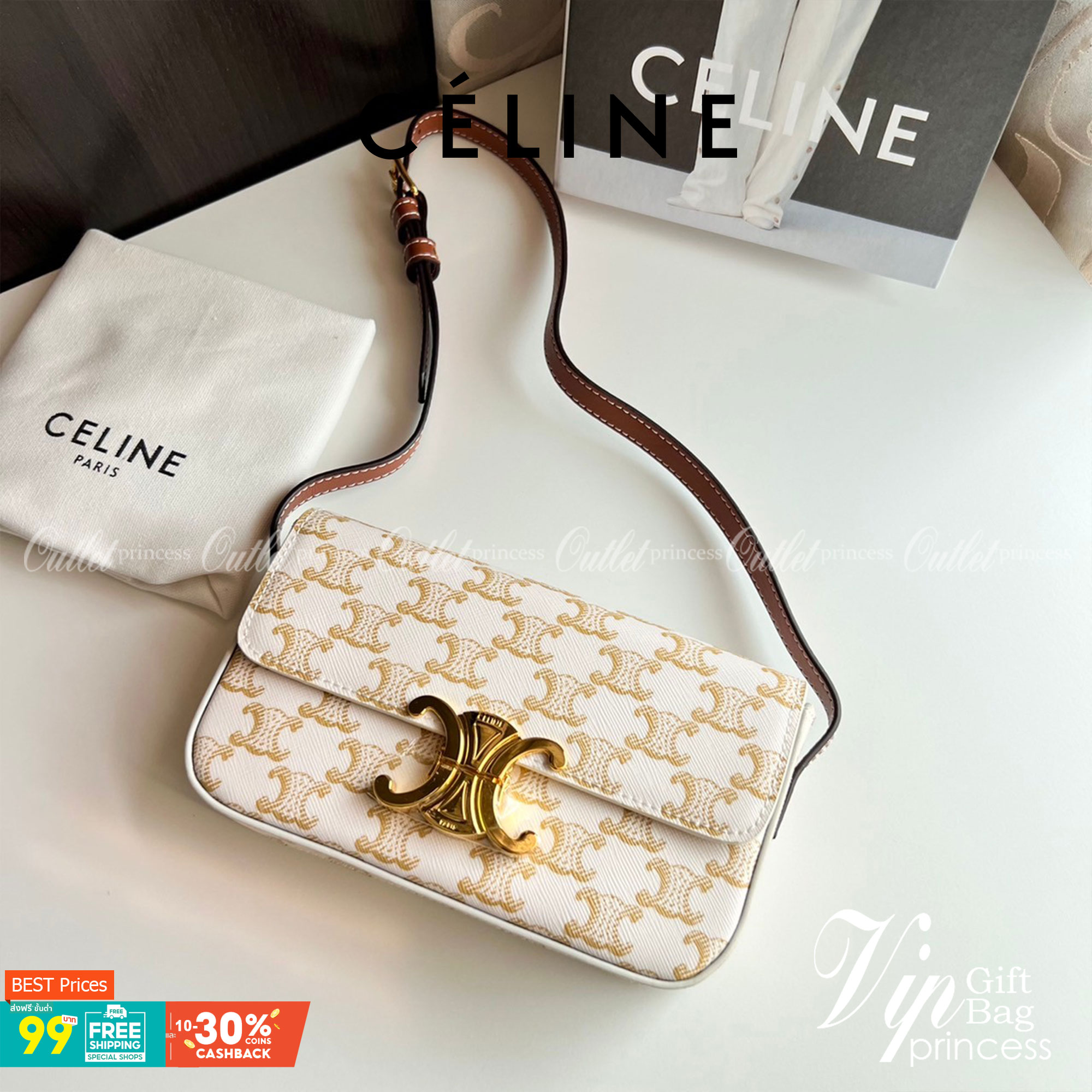 พร้อมส่งที่ไทยแล้วกับ CELINE TRIOMPHE SHOULDER BAG งานหนังเรียบสวยมาก กับสีโทนหวานๆ สาวๆ สายคิ้วห้ามพลาดเลยน้าาา ลวดลายสวยหรู ด้านในเปิดด้วยด้วยที่บีบโลโก้อะไหล่ทอง จุของได้กำลังดี ใส่โทรศัพท์ กระเป๋าสตางค์ใบสั้น ของจุกจิกได้ เหมาะกับสาวๆในวันที่อยากครอสบ