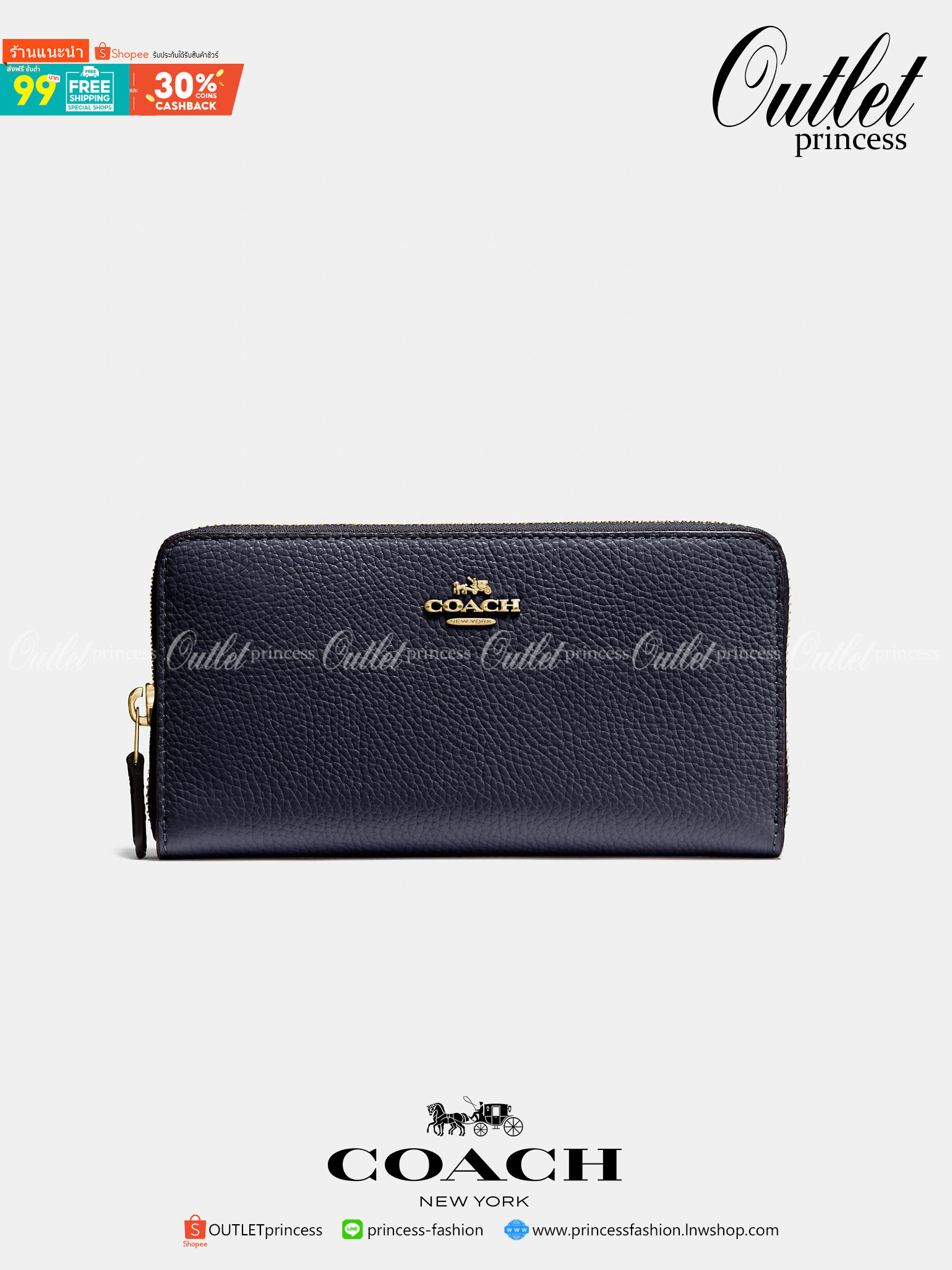 ของแท้ 💯% COACH ACCORDION ZIP WALLET ((52372)) พร้อมส่ง! กระเป๋าสตางค์ใบยาวซิปรอบ หนังแท้ลายหนังสวย