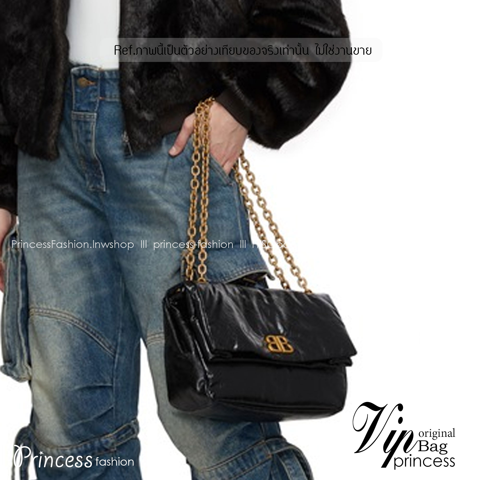 Balenciaga MONACO SMALL CHAIN BAG IN BLACK 28cm กระเป๋าทรงโท้ทใบใหญ่ งานหนังยับสวยเต็มใบ เกรดออริ สลับแท้ 1:1 ใช้งานต่างประเทศได้