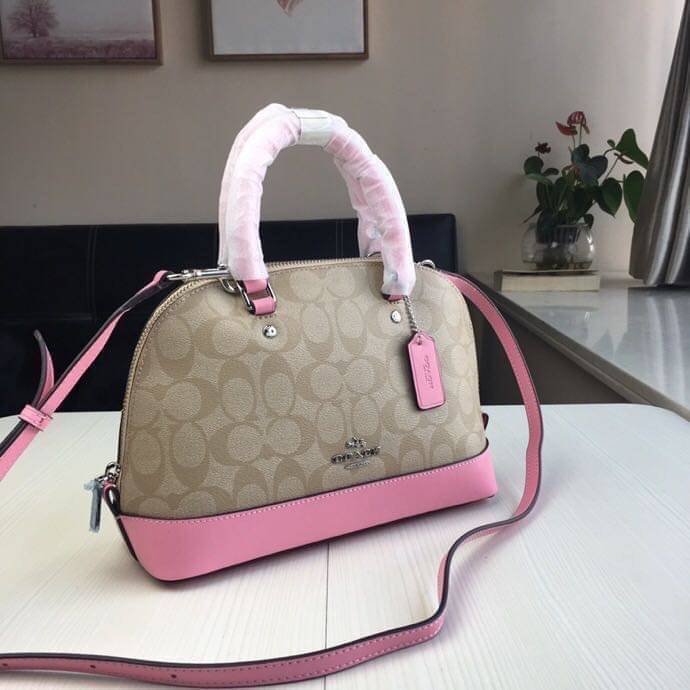 Coach Mini Sierra Signature กระเป๋าถือทรงโดม ภายในกว้างสามารถใส่กระเป๋าเงินเล็ก และมือถือได้ และยังมีช่องซิปเล็ก 1 ช่อง ด้านหลังมีกระเป๋าเล็กเก็บบัตร 1 ช่อง ใครยังไม่มีพลาดไม่ได้แล้วนะคะ