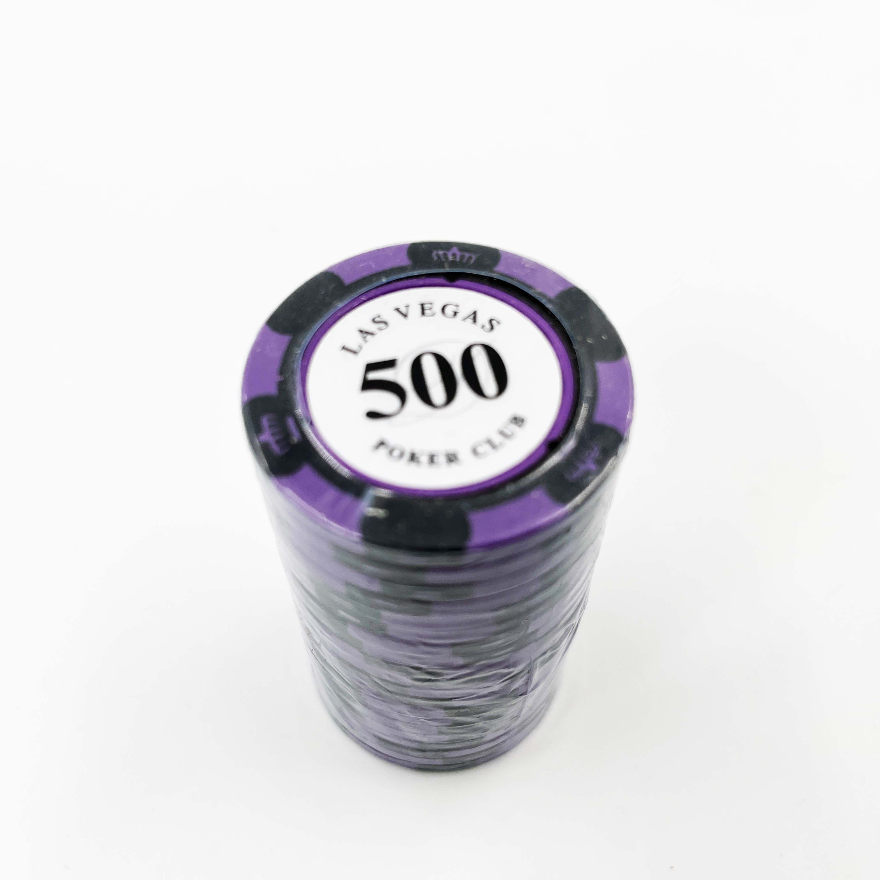 ชิปโป๊กเกอร์เกรดพรีเมี่ยมซื้อแบบแยกเหรียญ น้ำหนักขนาดมาตรฐานลาย Lasvegas (แบรนด์ Poker Club)