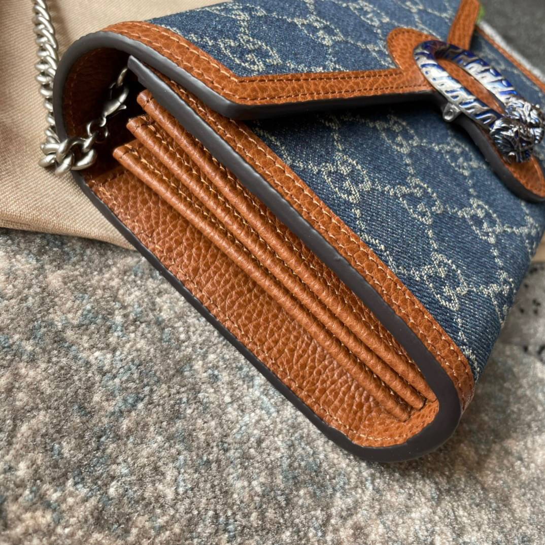 หนังแท้ Gucci Dionysus Mini Chain Bag In GG Jacquard Denim / Gucci Denim Dionysus / Gucci Dionysus Woc พร้อมส่งที่ไทย เกรดเทพออริจินอล กระเป๋าสะพายข้างเดนิมสลับหนังแท้เกรดดีที่สุด เกรดหนังดีที่สุดยิ่งใช้หนังยิ่งสวย โทนสีน่าใช้มากก มาในดีไซน์คลาสสิคเรียบหร