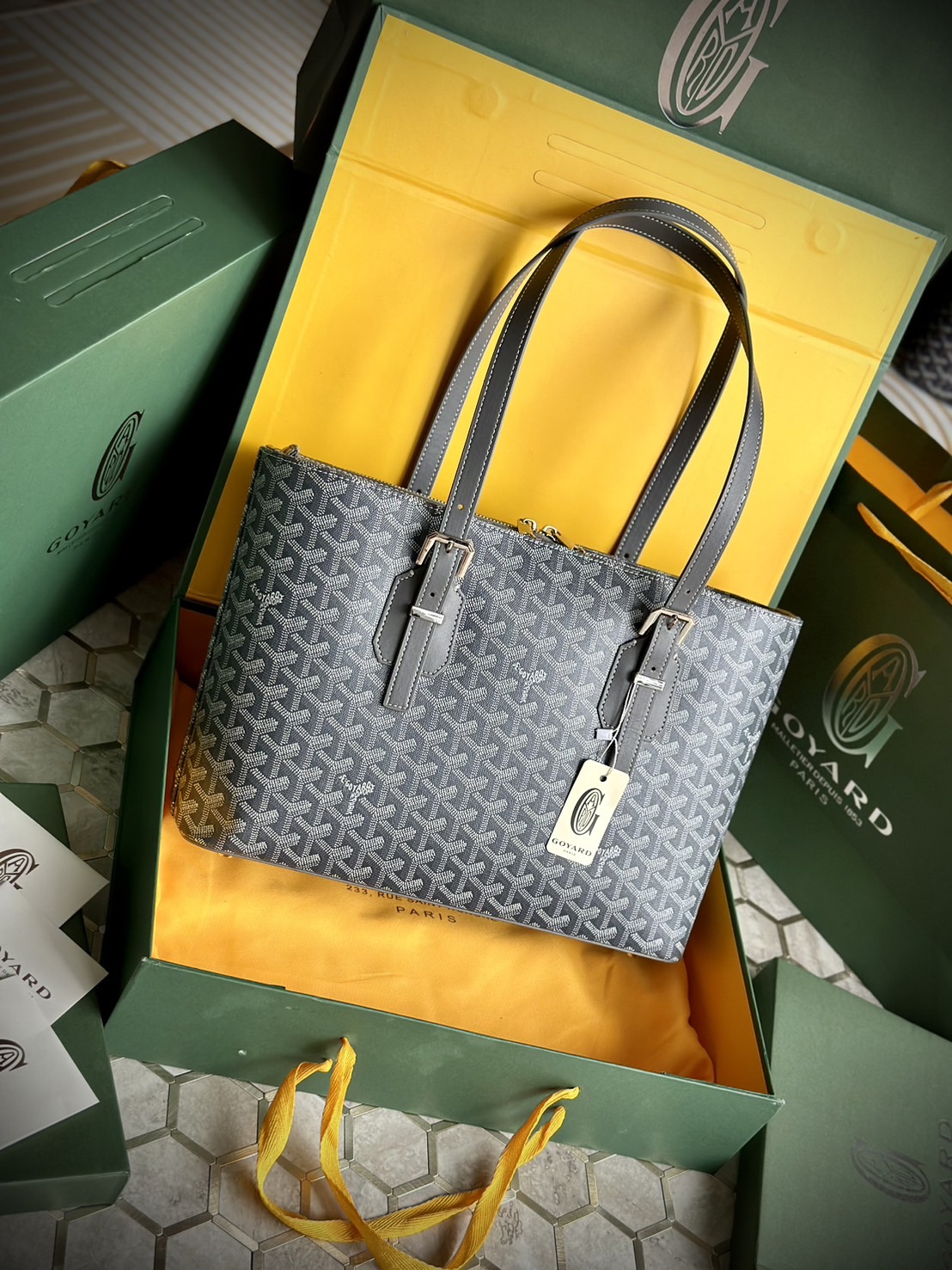 GOYARD Goyardine Sac Marie Galante MM / GOYARD Tote Bag กระเป๋าทรงโท้ทจุของได้เยอะ งานสวยเนี๊ยบ เกรดออริ สลับแท้ 1:1 ใช้ต่างประเทศได้
