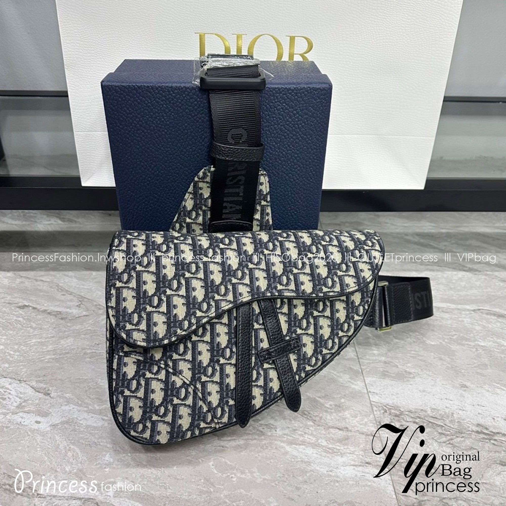 พร้อมส่ง 2 สี DIOR Saddle Bag Beige and Black Dior Oblique Jacquard กระเป๋าคาดอกดิออร์ เกรดออริ สลับแท้ 1:1 ใช้ต่างประเทศได้