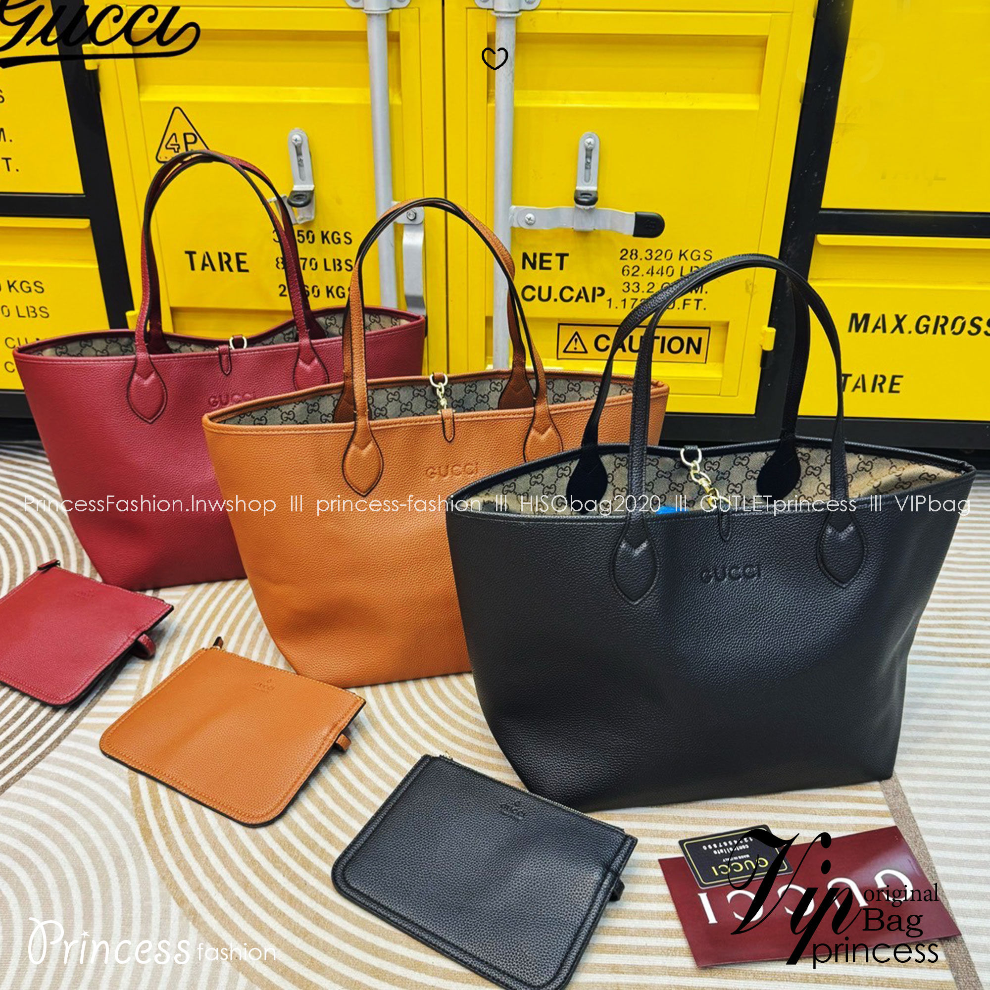 Gucci Totissima medium reversible tote bag / Gucci Tote Bag กระเป๋าทรงสะพายทรงโท้ท ใช้งานได้ 2 ด้าน ดีไซน์ใหม่ล่าสุด ด้านหนัง และด้านแควสวยลายโลโก้ สวยหรูเรียบง่าย มาพร้อมใบเล็กเข้าเซ็ท