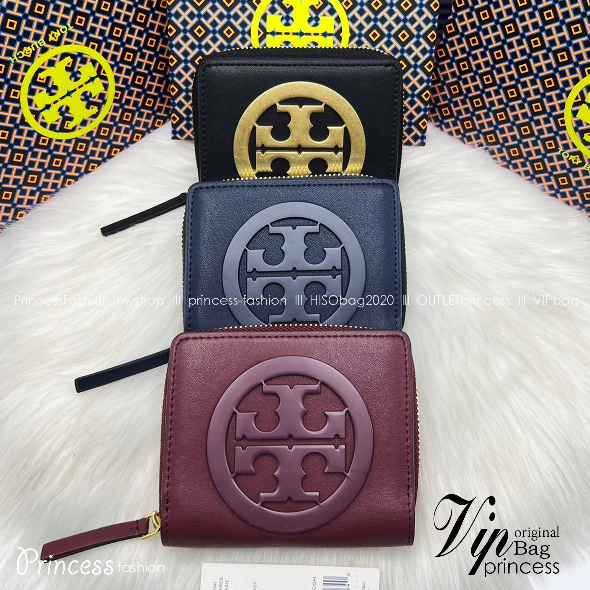Tory Burch Charlie Mini Bi-fold Leather Wallet / Tory Wallet พร้อมส่ง กระเป๋าสตางค์ใบสั้น รุ่นใหม่ขายดี หรูหราทุกสี ดีไซน์คลาสสิค ขนาดกำลังพอเหมาะ โดดเด่นด้วยโลโก้