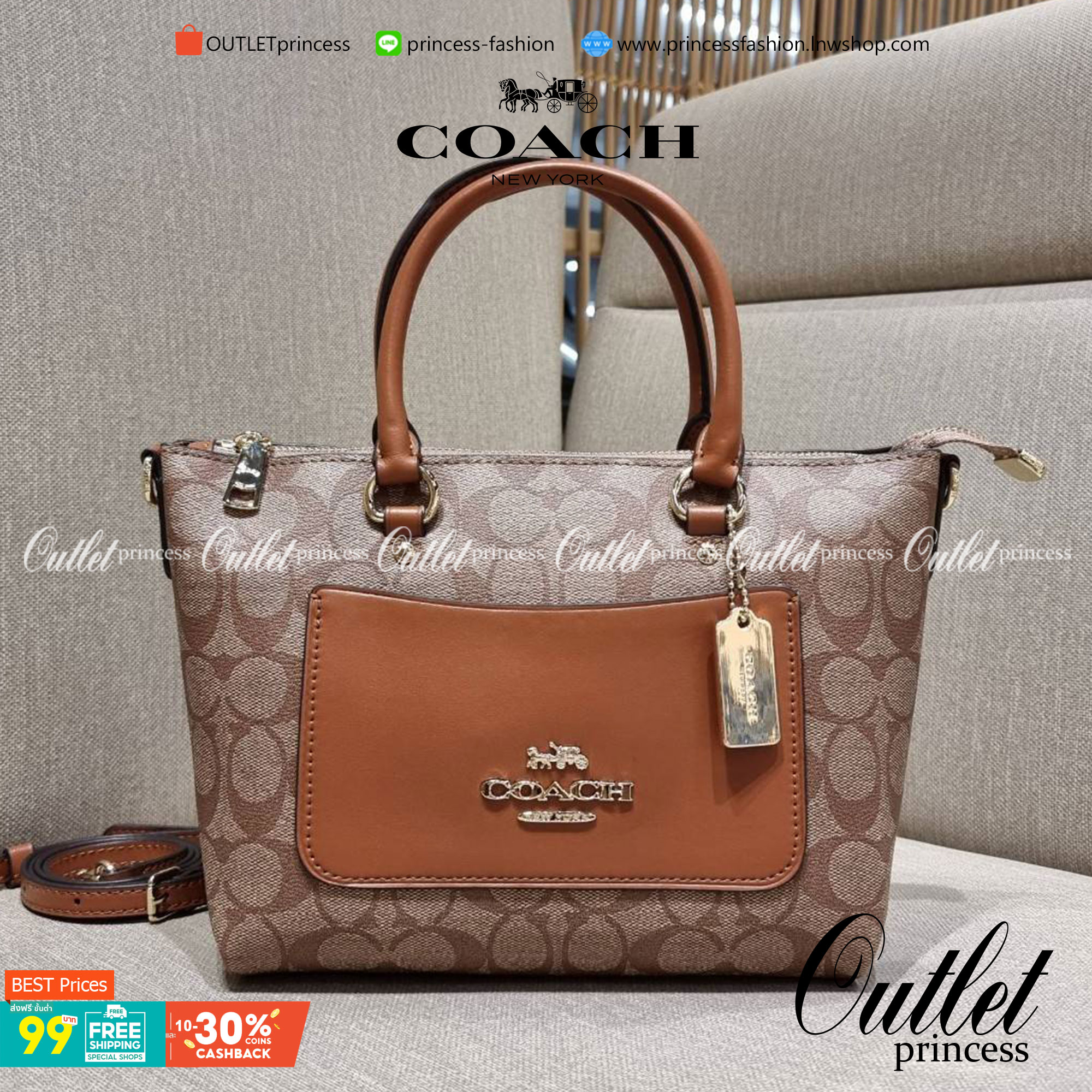 COACH F38089 MINI EMMA SATCHEL IN SIGNATURE CANVAS รุ่นหายาก รุ่นที่สาวๆตามหา จัดมาให้สมกับที่รอคอยกันไปเลยจ้า!! เป็นรุ่นที่ดีไซน์ออกมาให้ใช้งานง่าย สะดวก สวย หรู ดูดี!! กระเป๋าสะพายทรงสวย วัสดุหนังแคนวาสเคลือบลาย มาพร้อมสายสะพายข้างและหูจับในตัว ถอดออกถื