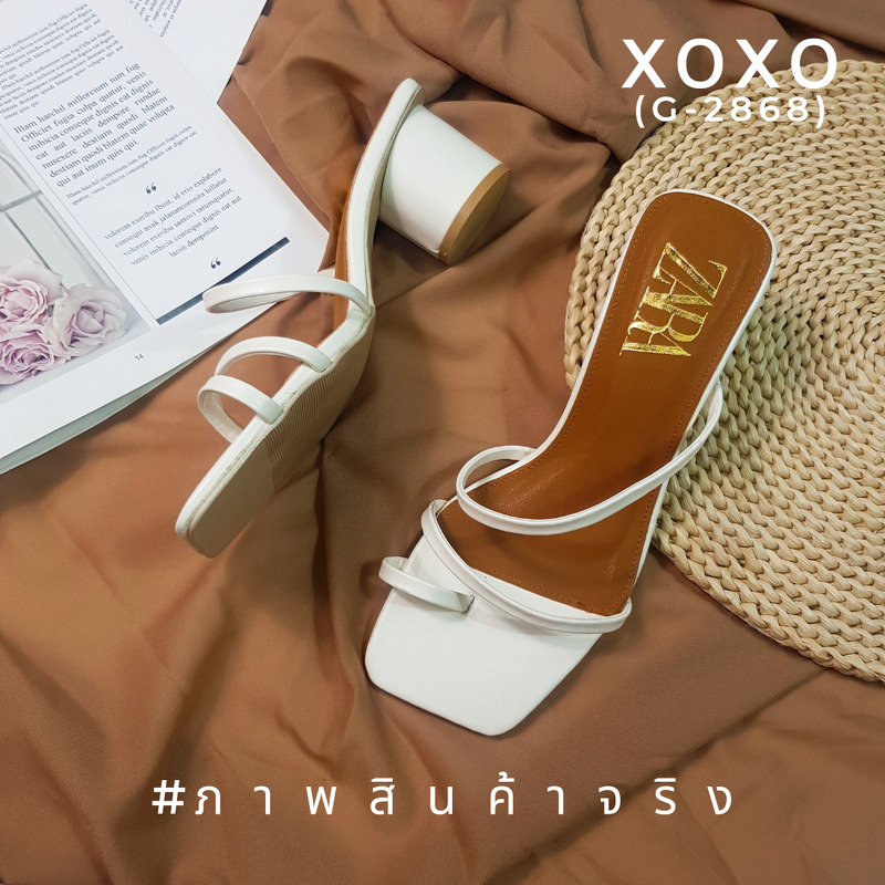 ZARA Shoes รองเท้างานสวม คาดนิ้วโป้ง วัสดุหนัง PU น้ำหนักเบา ส้นทรงกระบอกทรงกลม สวยเก๋ แมทส์ชุดง่าย สวย เลิศ ราคาสบายกระเป๋ามากจร้า