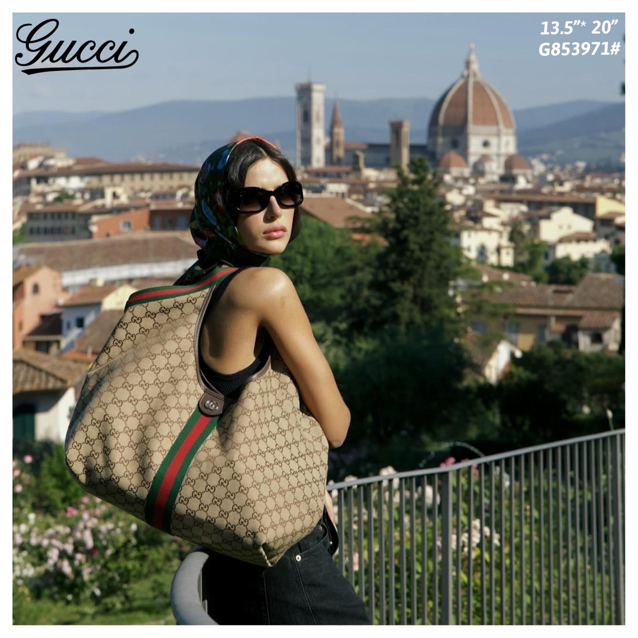 Gucci Giglio Large tote bag กระเป๋าทรงสะพายทรงโท้ทใบใหญ่ ดีไซน์ใหม่ล่าสุด สวยหรู่เท่มาก มาพร้อมใบเล็กเข้าเซ็ท พร้อมสายสะพายยาวเขียวแดงเป็นเอกลักษณ์ ภายในโล่งกว้าง