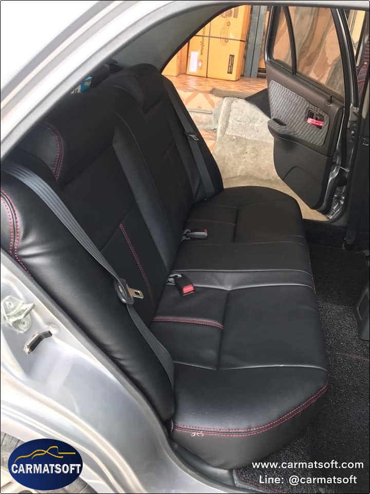 ชุดหุ้มเบาะรถยนต์ CITY TYPE-Z ปี1999-02 หนังPVC เกรดA หนา1มิล สีดำด้ายแดง