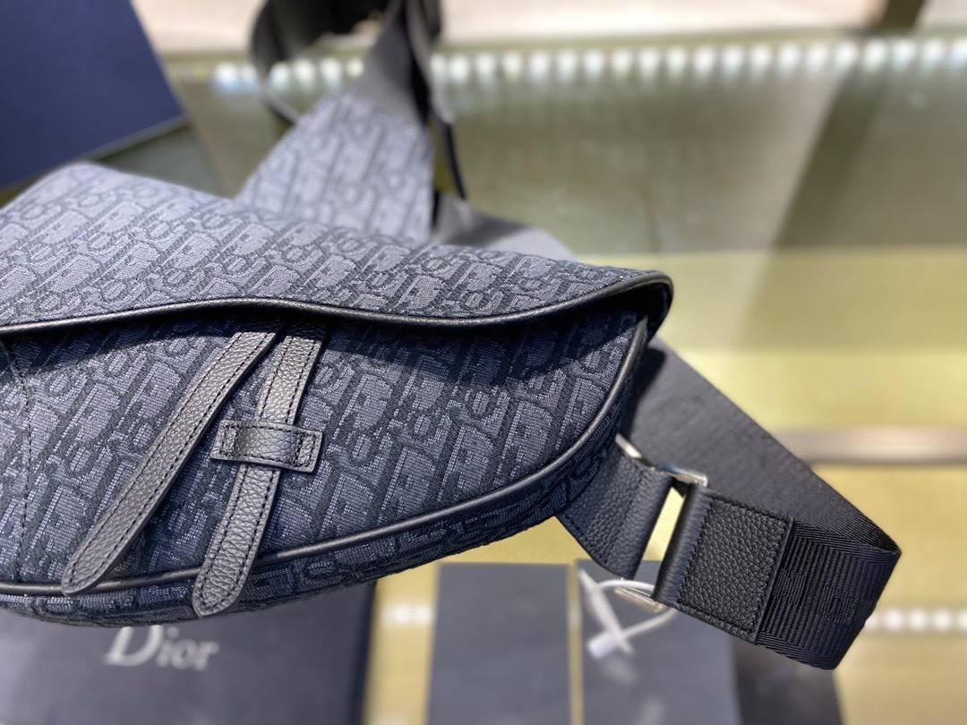 CHRISTIAN DIOR SADDLE BAG Black Dior Oblique Jacquard