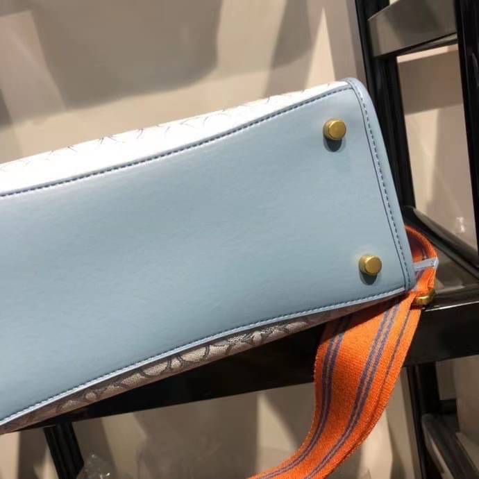 ของแท้ 💯% Handbag COACH Sig Jacq Fld Tot 30 C3282 B4SBX B4/Marble Blue