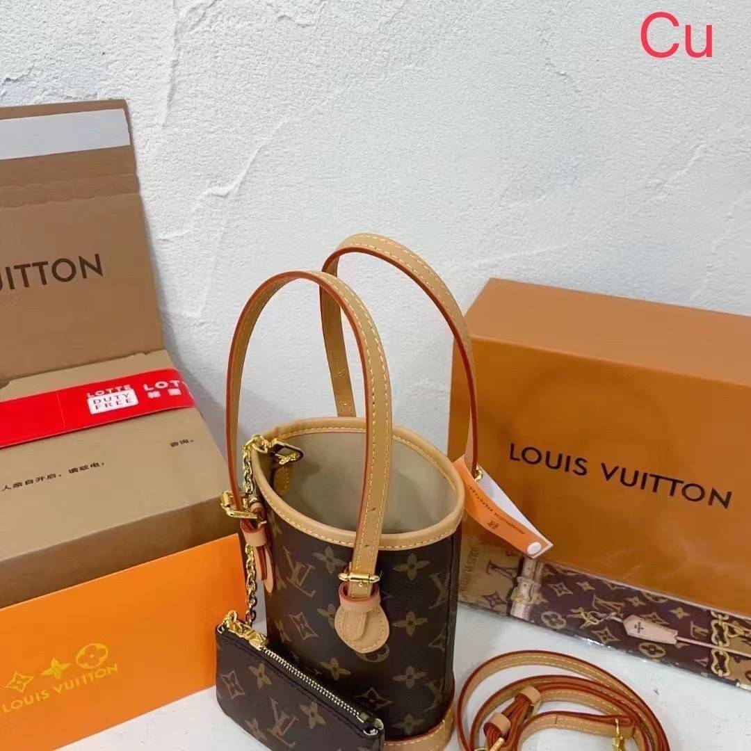 LV Bucket Vintage Bag 5" กระเป๋าสะพายทรงบัคเก็ตวินเทจขนาดเล็กน่ารัก พร้อมใบเล็ก สวยหรู ดูผู้ดี