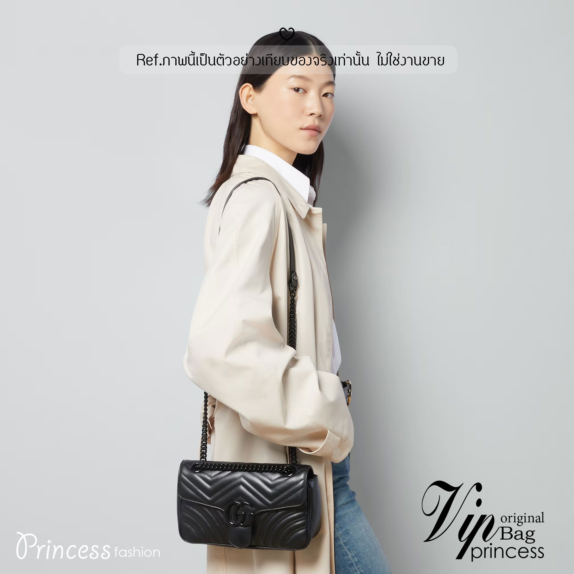 GUCCI GG Marmont medium shoulder bag 🖤 กระเป๋าสะพายข้างรุ่นคลาสสิค ดีไซน์ใหม่ อะไหล่ดำ สะพายขับผิว ดูแพง อัพลุคได้สบายๆ เปิด-ปิดด้วยตัวกดล็อคแน่นหนา ด้านหลังดีไซน์รูปหัวใจ