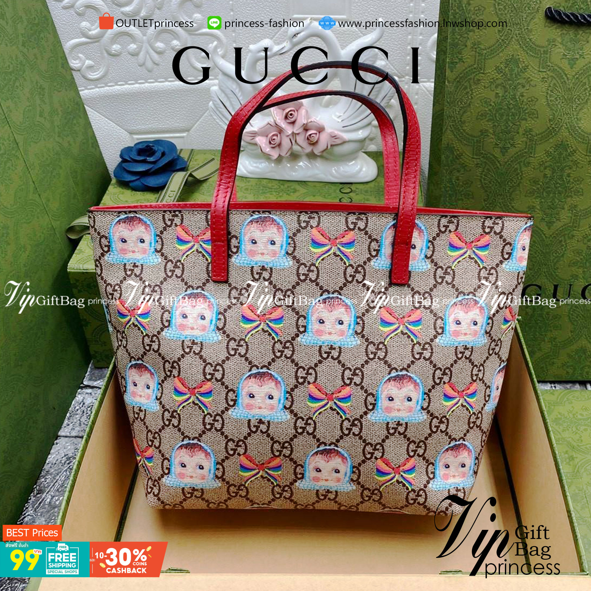 VIP 】Animal-Friendly Gucci Kid Tote Bag งานหนังแท้ทรงตั้งสวย ขนาดกะทัดรัด จุของได้เยอะ ใช้ได้ทั้งเด็กและผู้ใหญ่ น่ารักมากค่ะ **รุ่นขายดีตลอดกาล**