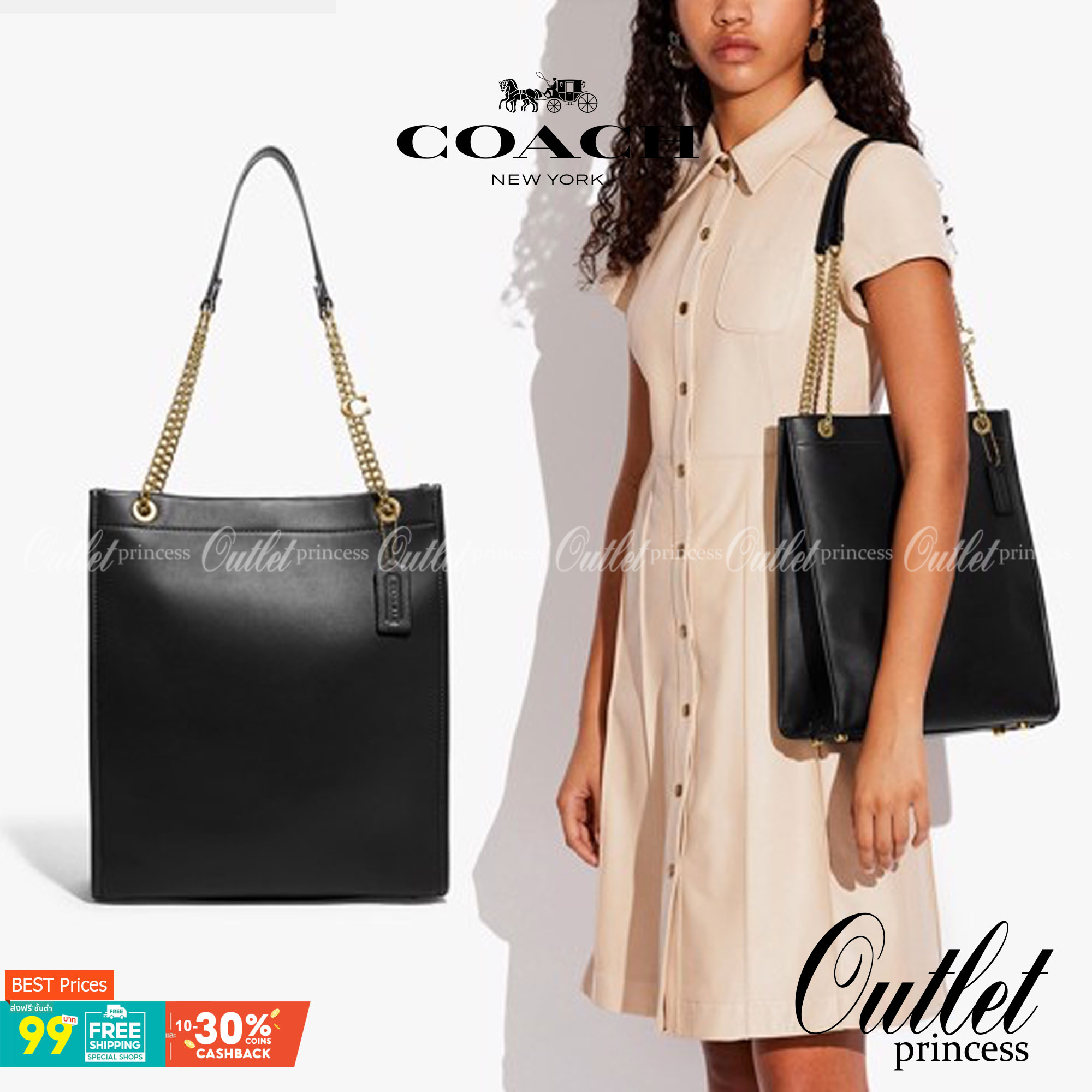 LIMITED EDITION 📣รุ่นใหม่ล่าสุด ยังไม่มีในช๊อปไทยจ้าา❗️ COACH CHAIN CASHIN TOTE ((C6338//C6620)) พร้อมส่ง สินค้าเข้าใหม่ ห้ามพลาดค่าา! กระเป๋าทรงTote สูง สามารถใส่เอกสาร//A4 ได้ วัสดุหนังแท้นิ่ม น้ำหนักเบาค่ะ 🔺จุดเด่นของรุ่นคือสายสะ