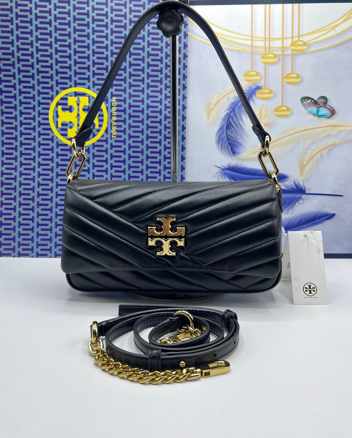 Tory Burch Kira Chevron Flap Small Shoulder Bag กระเป๋าสะพายดีไซน์รูปทรงคลาสสิค ดูผู้ดีหรูหรา เกรดออริ สลับแท้ 1:1 ใช้งานต่างประเทศได้