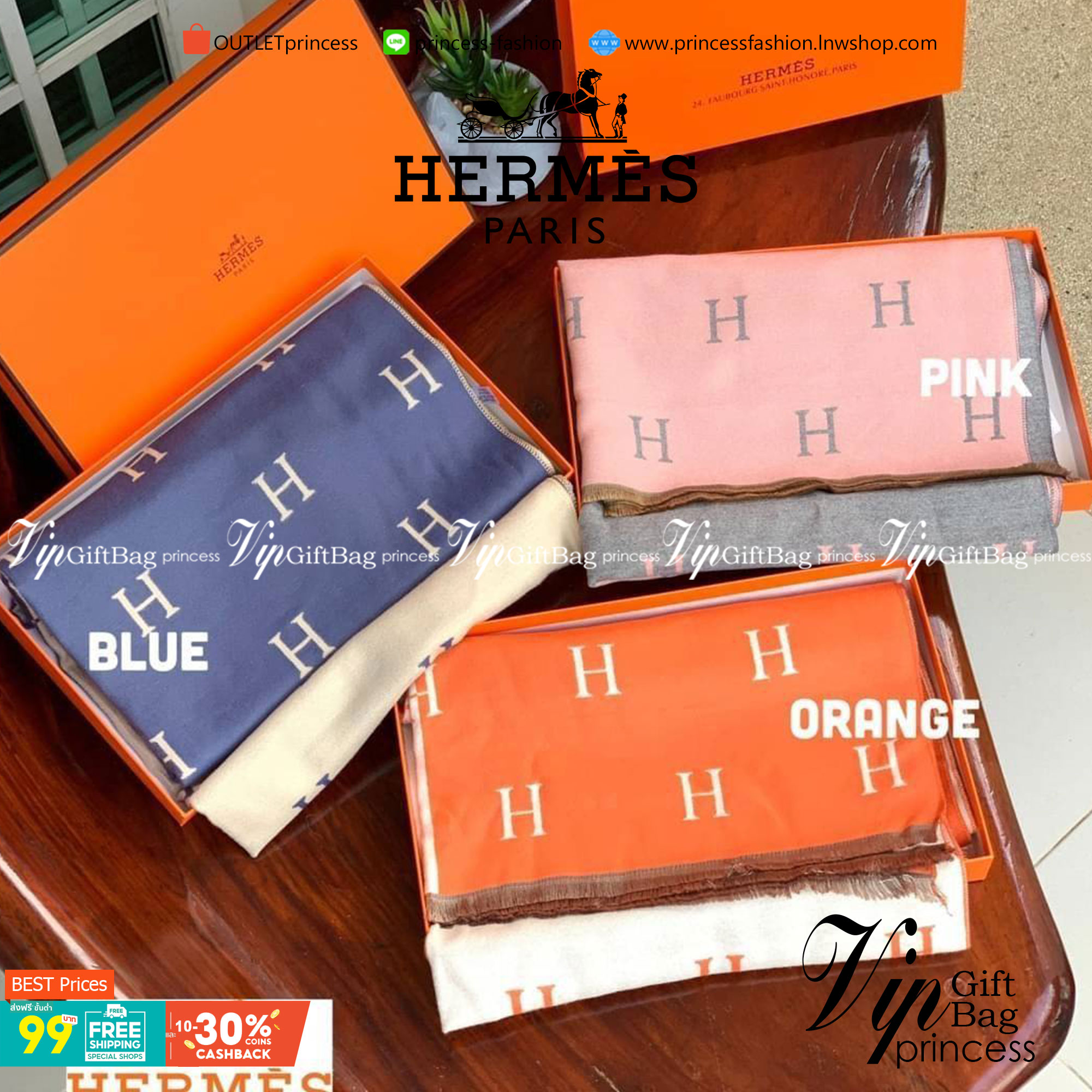Hermes Women’s Scarves Accessories Scarf อีกหนึ่งแบรนด์ดังจากปารีส ด้วยงานพรีเมี่ยมกิ้ฟ ส่งมอบความรู้สึกดีๆให้กับคนที่คุณรัก ในรูปแบบผ้าพันคอและผ้าคุมไหล่ผืนใหญ่ให้ความอบอุ่น ถักทอด้วยผ้าcashmere ผ้าเนื้อดี สัมผัสนุ่มมือ ทอลายในตัว สีและลายคมชัด เหมาะสำหร